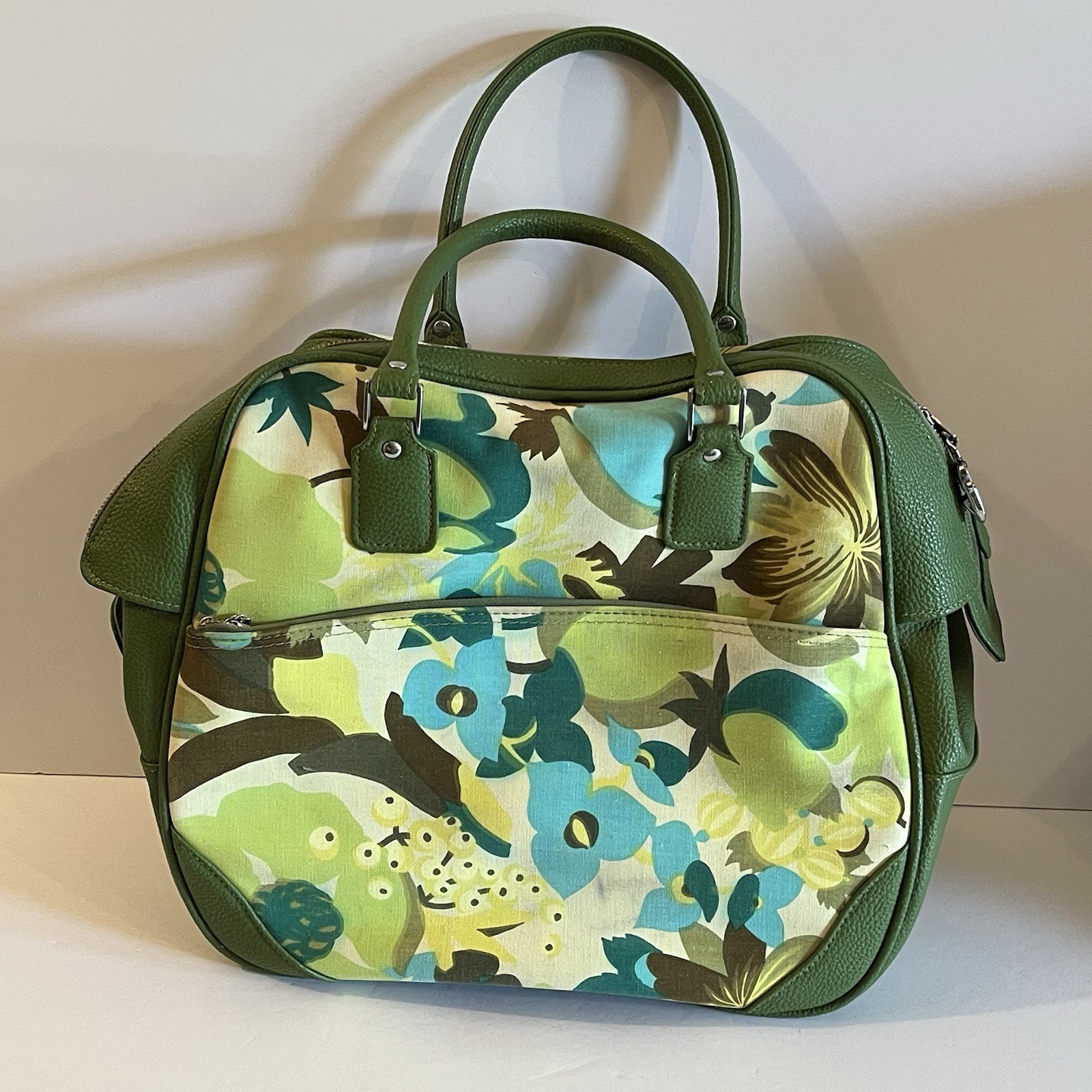 Vtg Samsonite Saturn Carry-On Travel Luggage Mod Flower Green Hippie Boho Retro