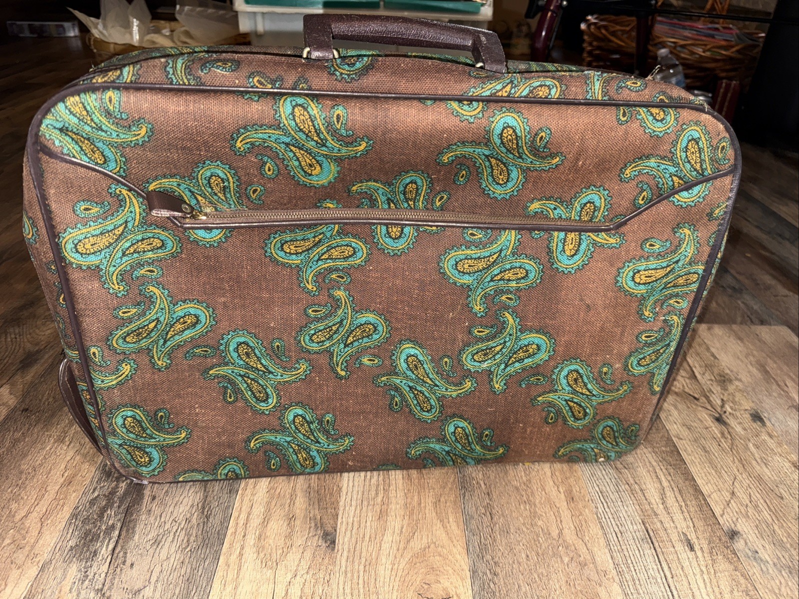 Vintage Sarne Color Mates Mid Century Paisley Soft Overnight Suitcase Japan