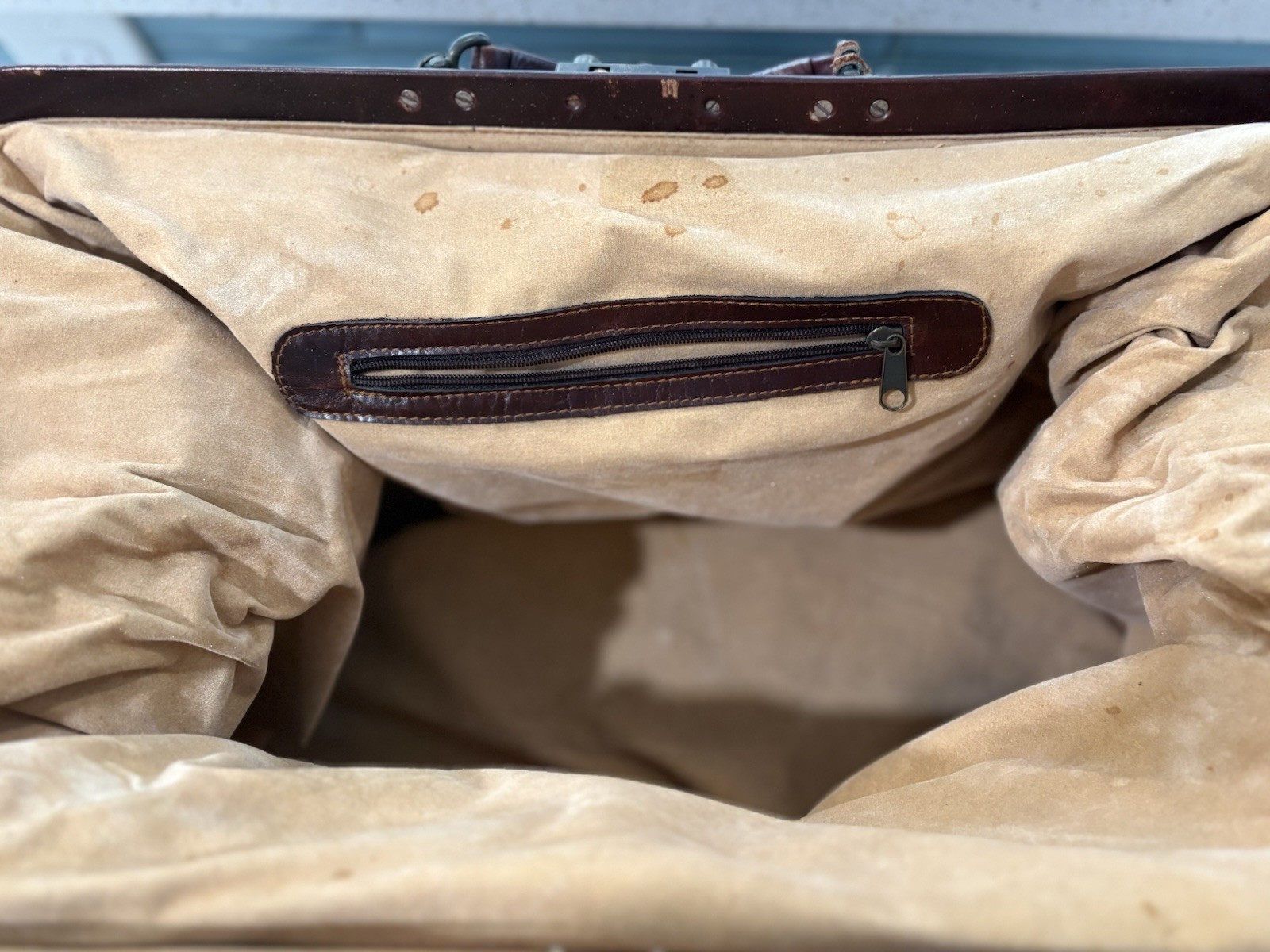 Vintage Leather & Kilim Carry On Travel Weekender Luggage Carpet Bag Overnight