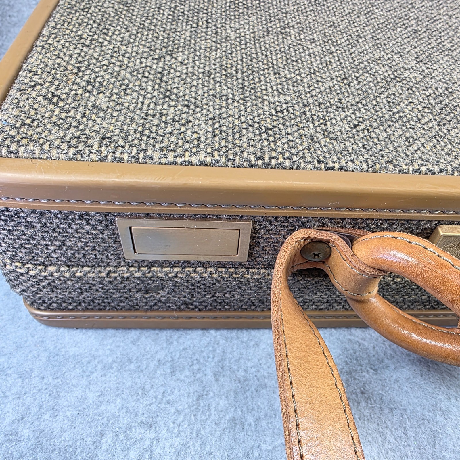 Vintage Hartmann Luggage Tweed Leather Belting Briefcase w/ paperwork