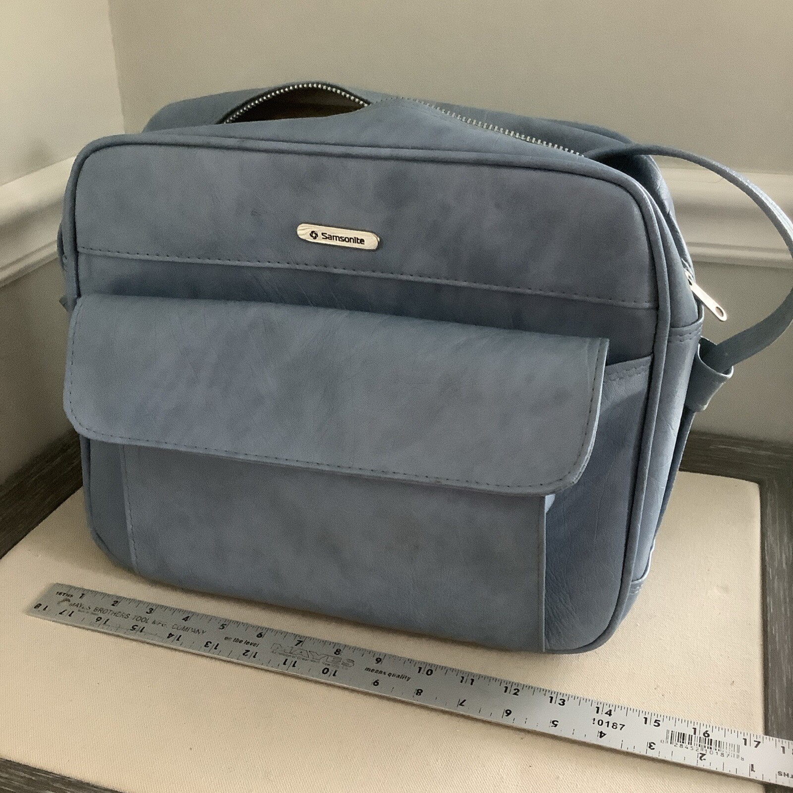 VTG Blue Vegan Leather Luggage Samsonite Cordoba Weekender Tote Shoulder Bag