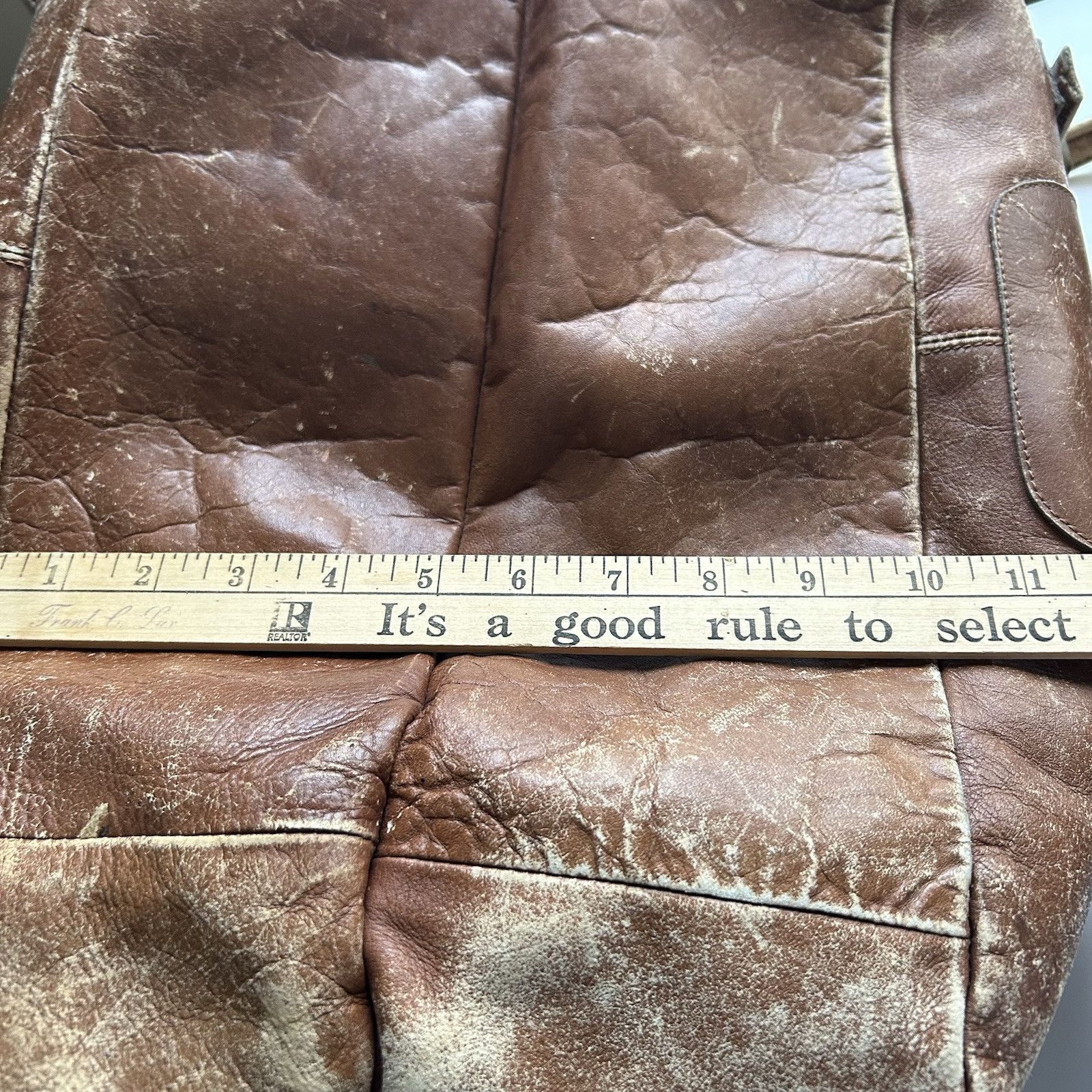 LAND Vintage Distressed LEATHER Y2K Overnight Weekender Luggage 2 Compartments