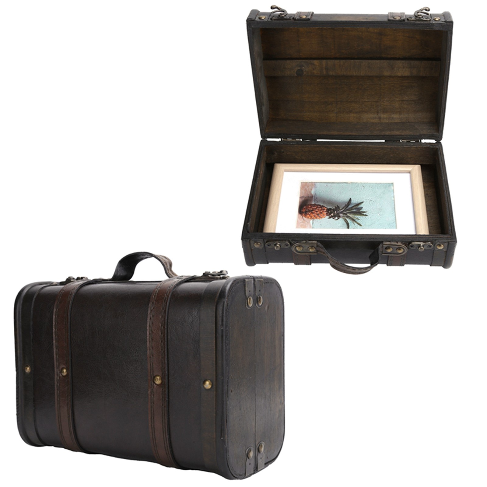 Retro Suitcase Wooden Storage Box Studio Decoration Window Display N
