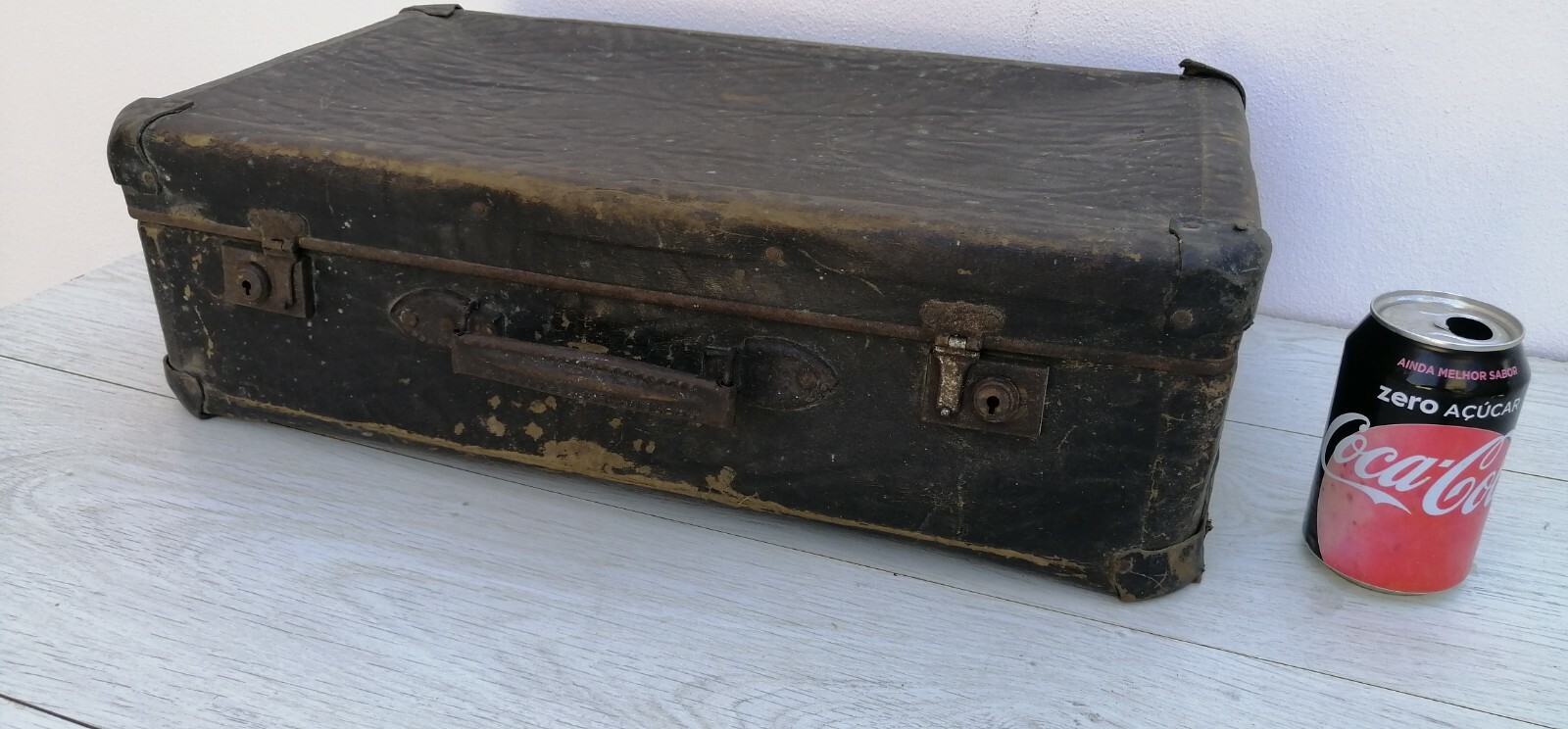 Old Cardboard & Wood travel Bag Handbag suitcase original Luggage circa 1930s