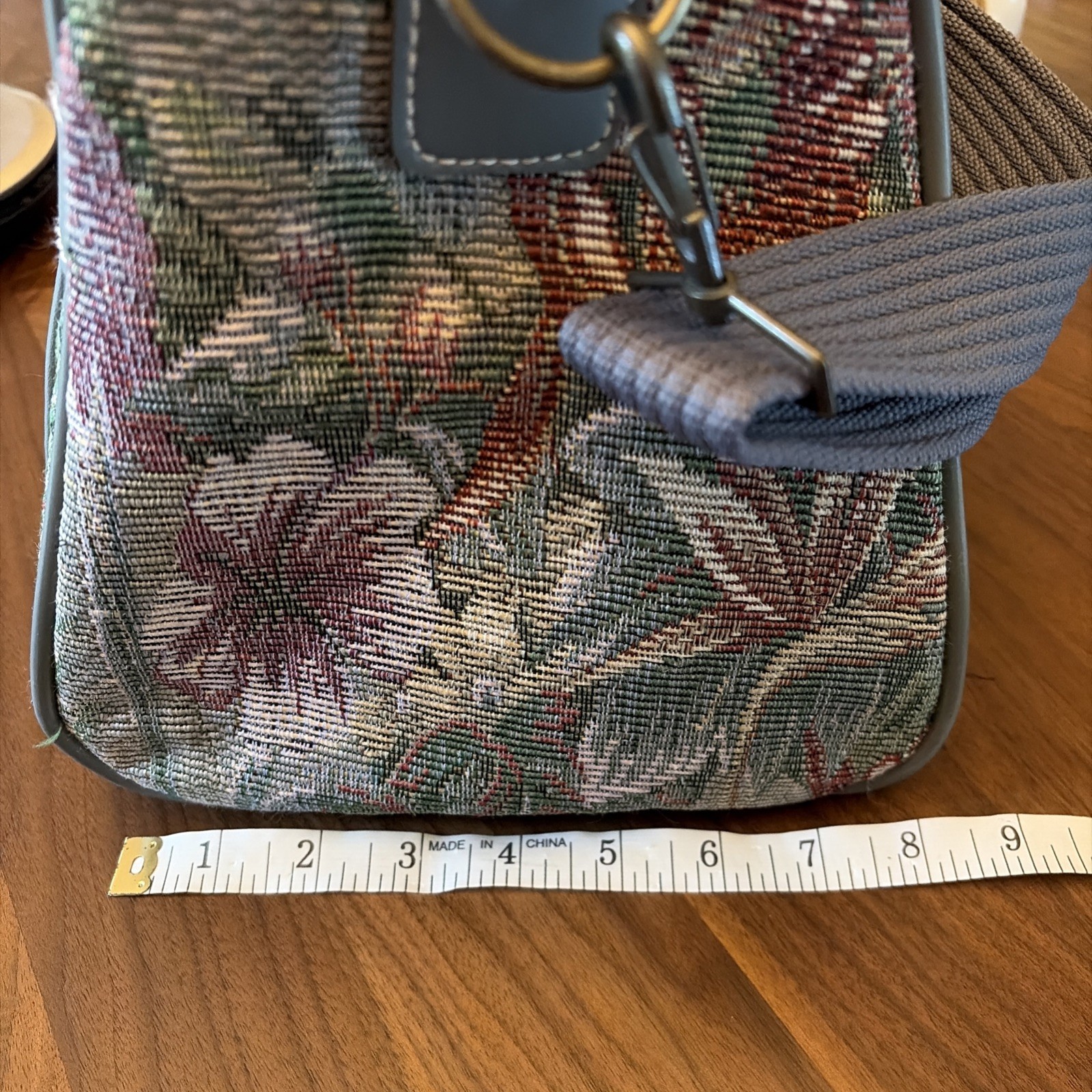 Vintage Leisure Luggage Floral With Gray Tapestry Travel Bag
