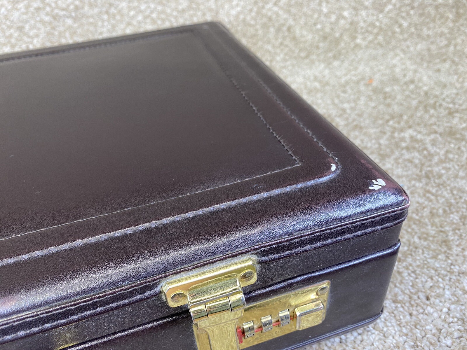Vintage LA Brief Briefcase Attache Hardcase Vinyl Leather Combo Lock Blk 13×18″