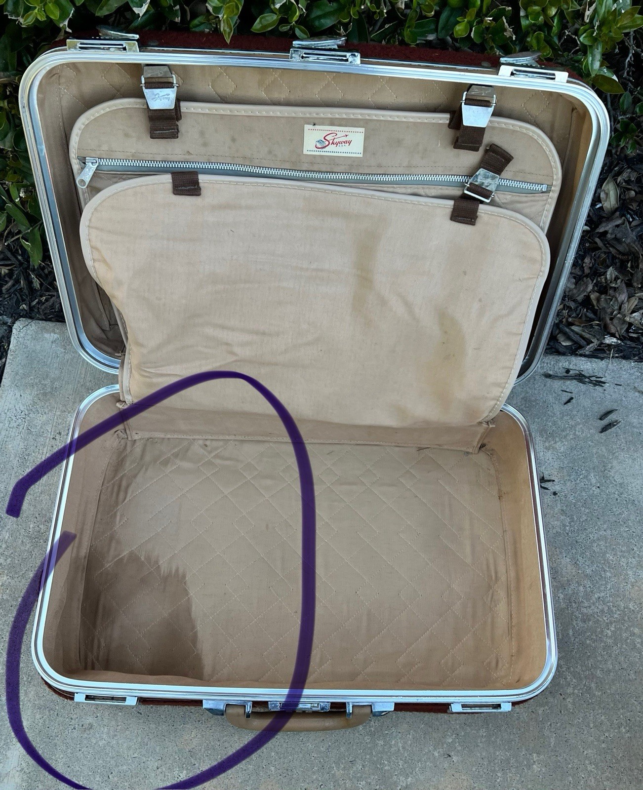 Vintage 1970’s Skyway Brown Tweed 2pc Med & Sm Suitcases W/Wheels- Pls Read!