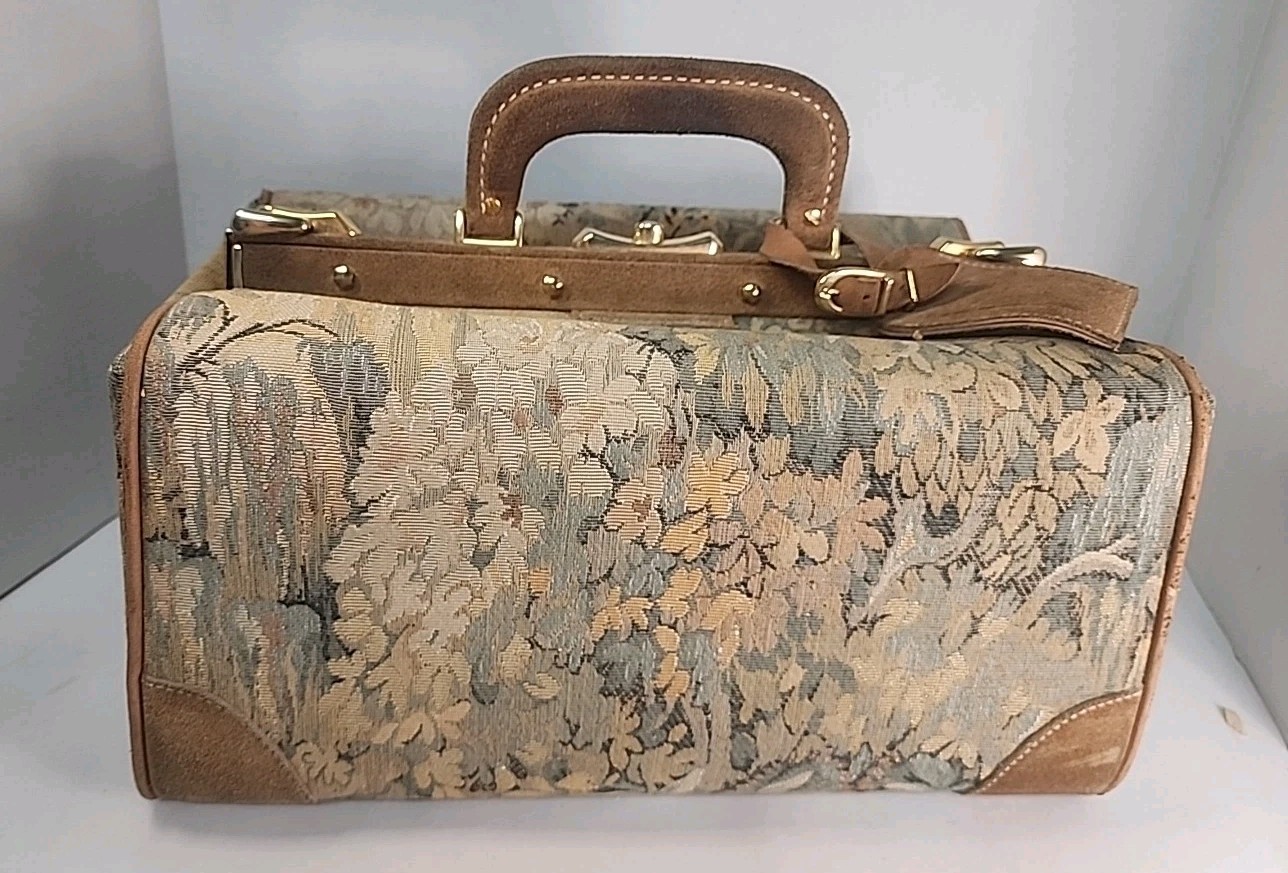 Vintage French Luggage Company Weekend Overnight Bag Paradise Suede Trim
