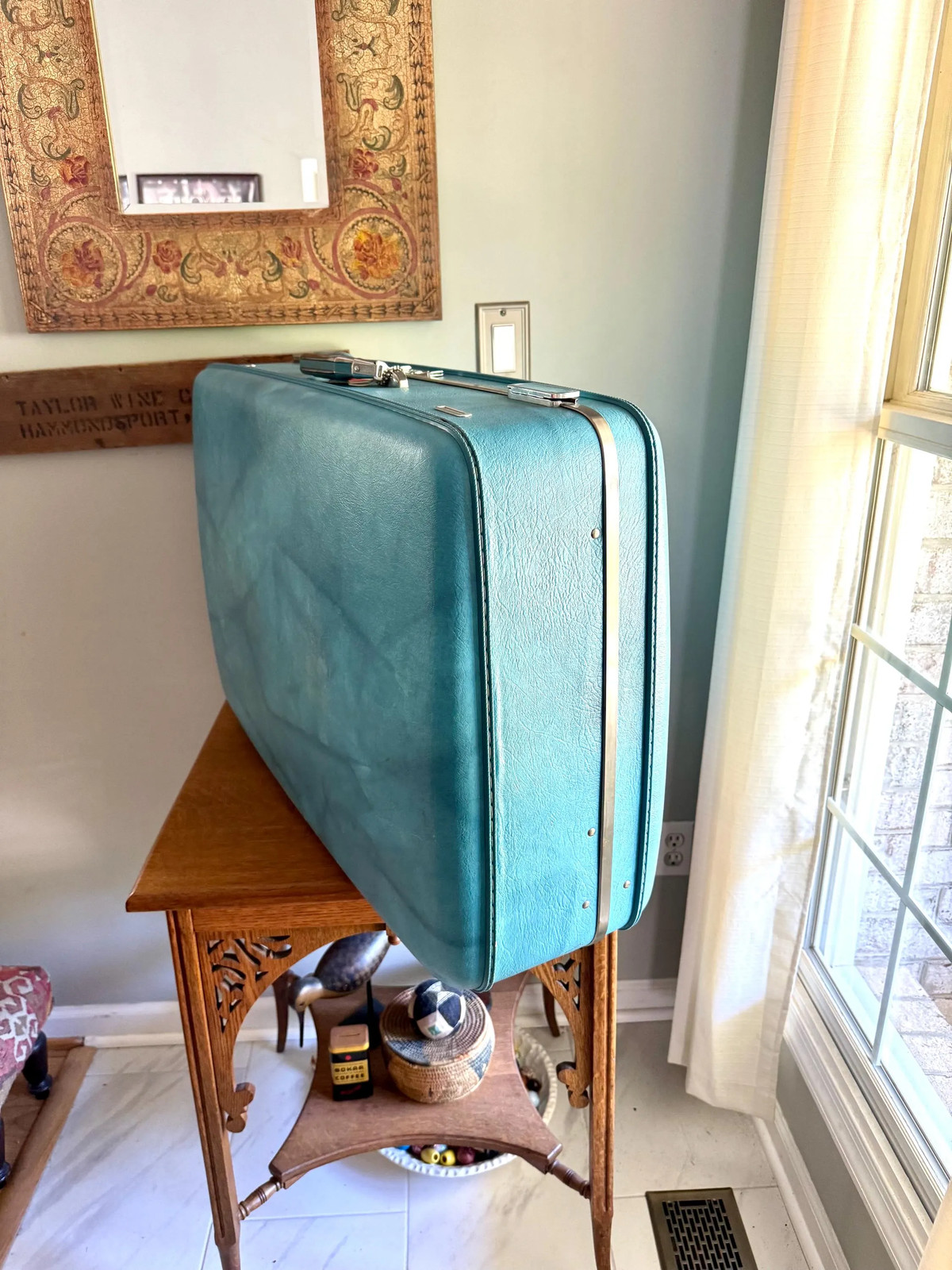 Vtg American Tourister Turquoise Marbled Luggage | American Tourister Suitcase