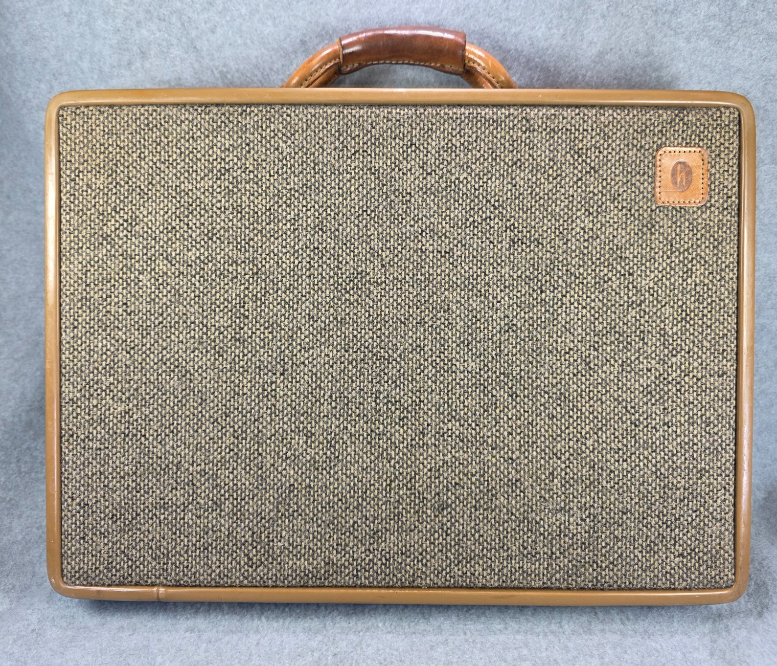 Vintage Hartmann Luggage Tweed Leather Belting Briefcase w/ paperwork