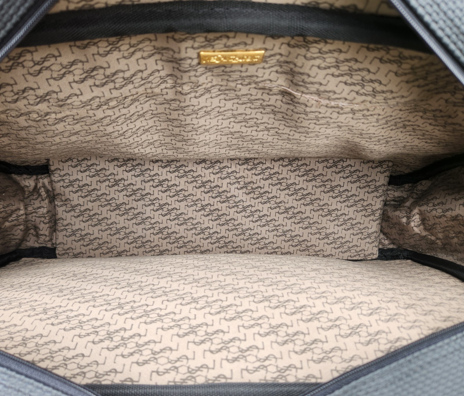 VTG YSL Black Woven PVC Leather 3 Compartment Suitcase Brown Leather Trim VGUC