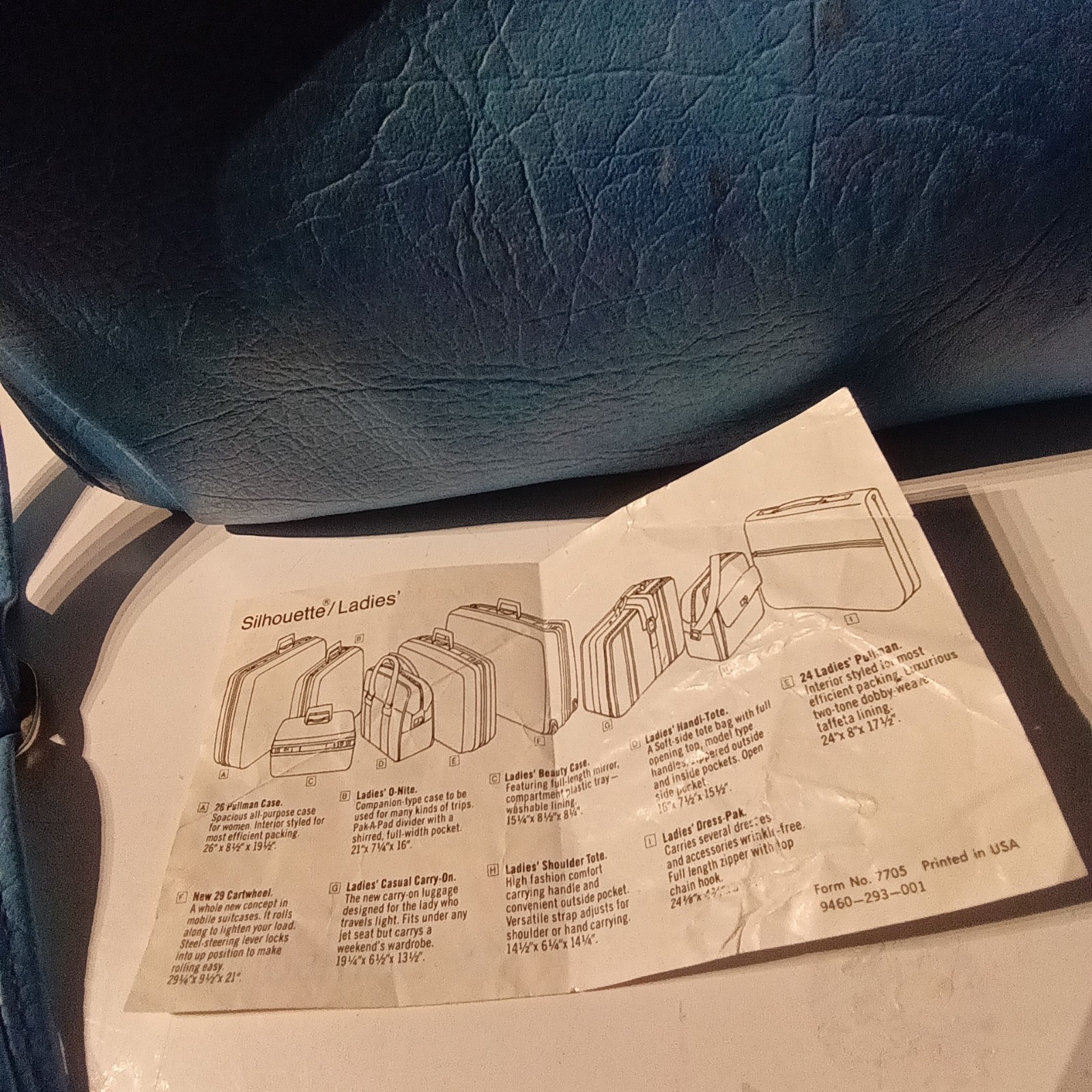 Vintage 1970s Samsonite Over Night Bag Silhouette Blue Faux Leather Carry On