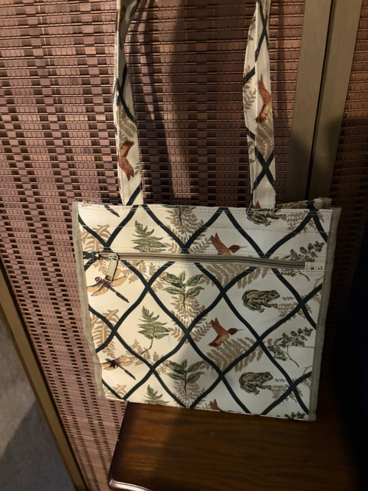 VTG Jade Canvas Handbag Tapestry Tote Zip Travel Shoulder Bag Country Core