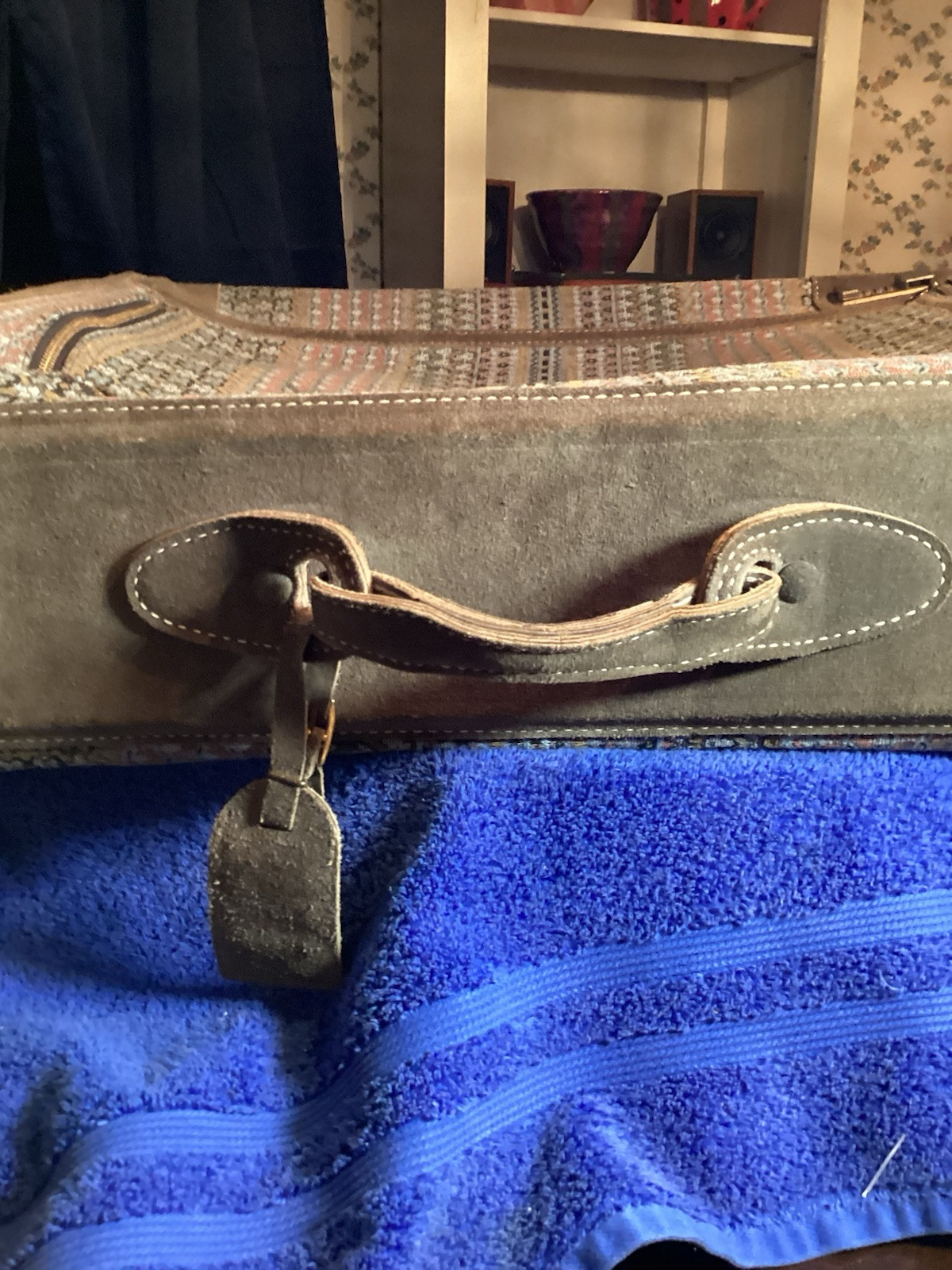 Vintage French Luggage Co. Suitcase Brownish Suede Zip Up 22 Inches Wide