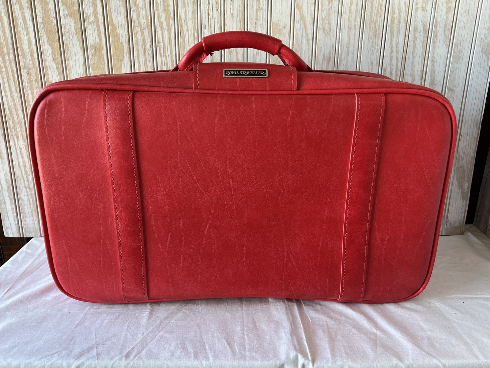 Vintage Samsonite Royal Traveller Sidekick Luggage Soft Vinyl Red Large