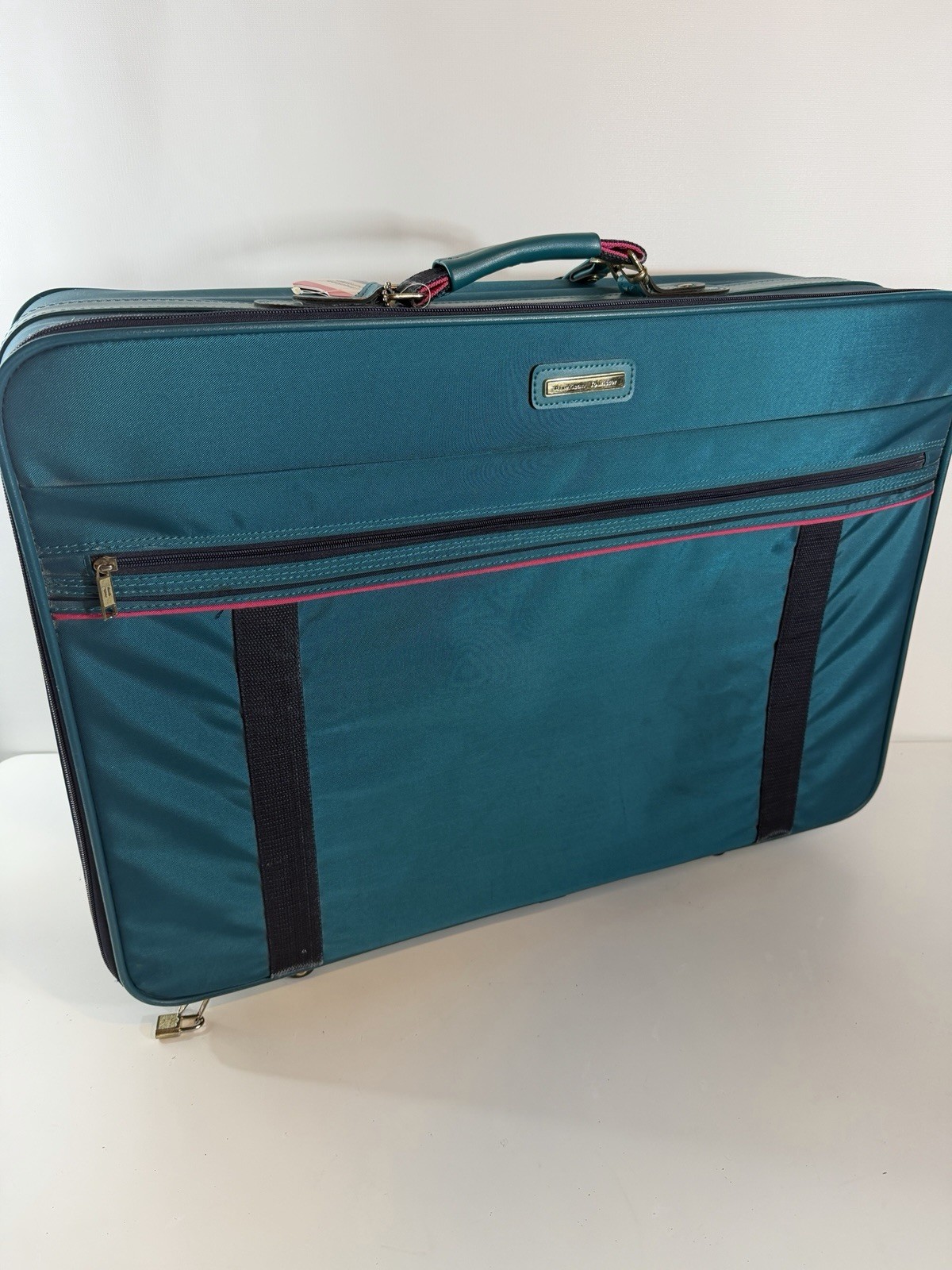 Vintage American Tourister Teal Rolling Suitcase 80s Softside Luggage -Excellent