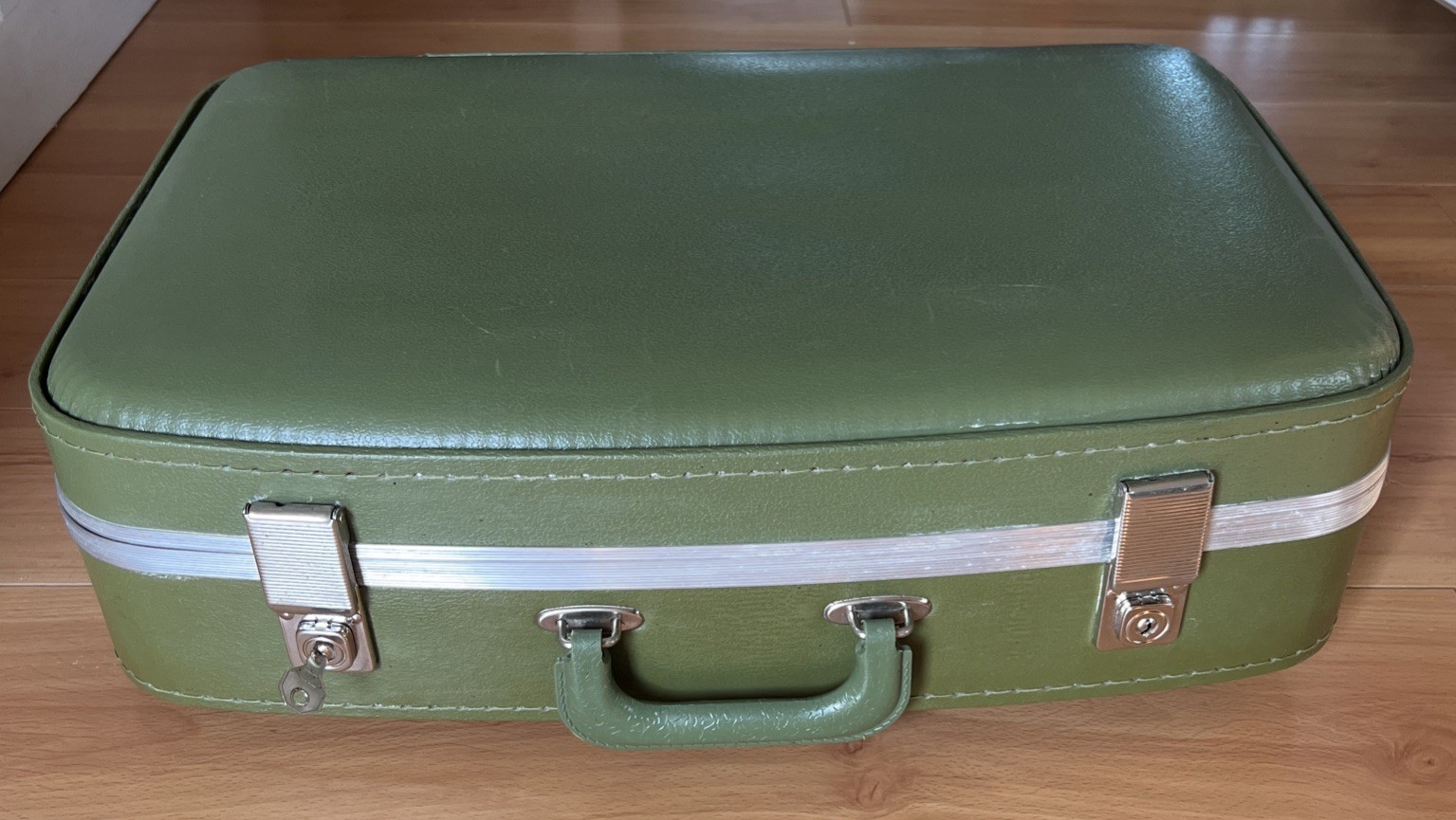 Vintage Hard Shell Suitcase Avocado Green Retro Luggage Case 20x14x6 MCM