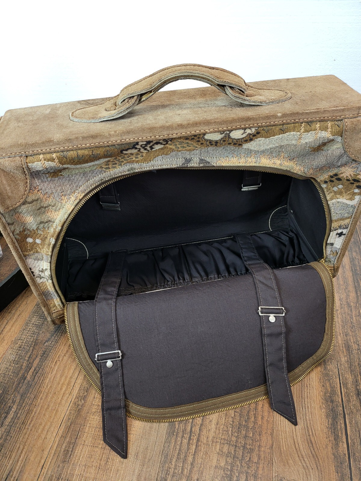 Vintage Country Luggage Suitcase Countryside with Unicorn suede Tapestry