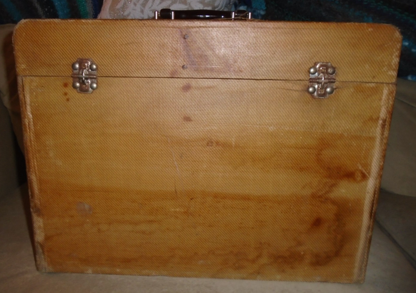 Antique 1920s Wood Train Case Trunk Suitcase Vintage Luggage 15″X18″