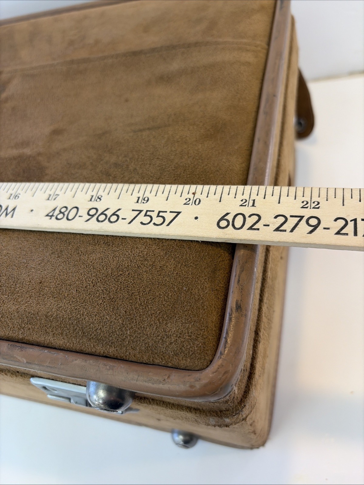 RETRO SUEDE VINTAGE HALSTON HARTMANN 21” SUITCASE LUGGAGE DESIGNER