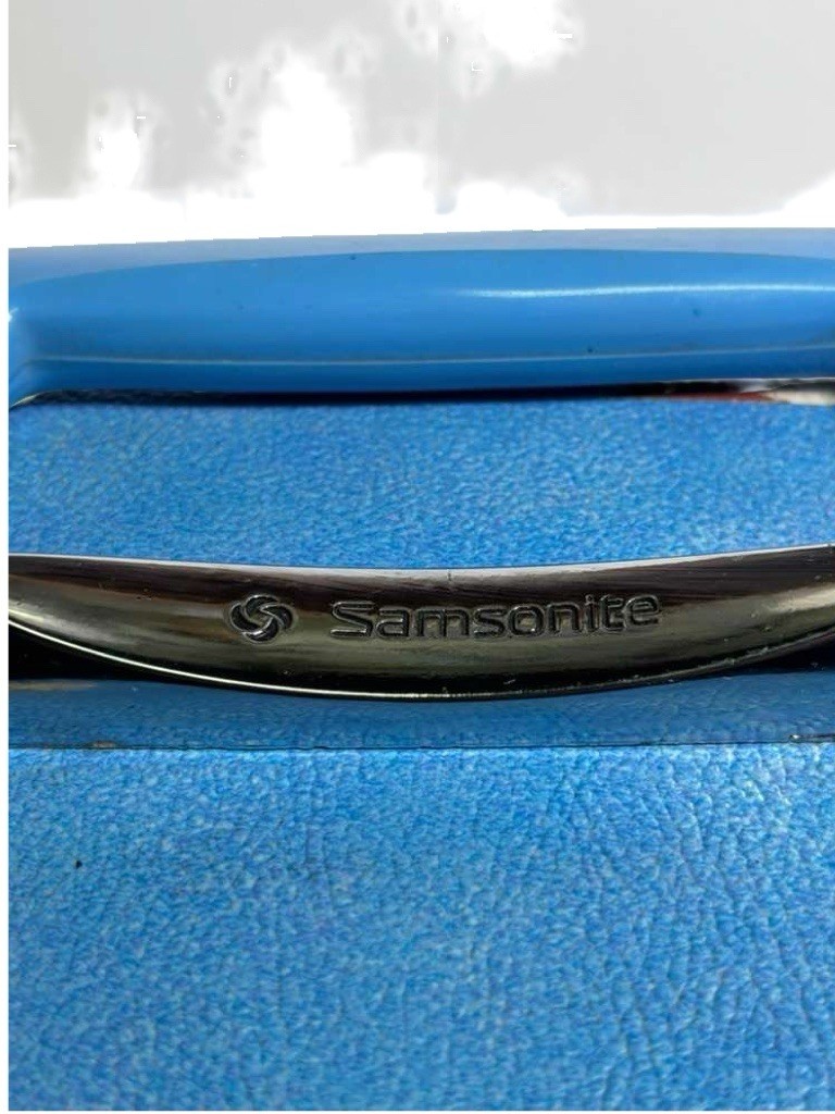 Vintage Samsonite Makeup Case Blue Hard Shell Travel Vanity Train Case No Keys