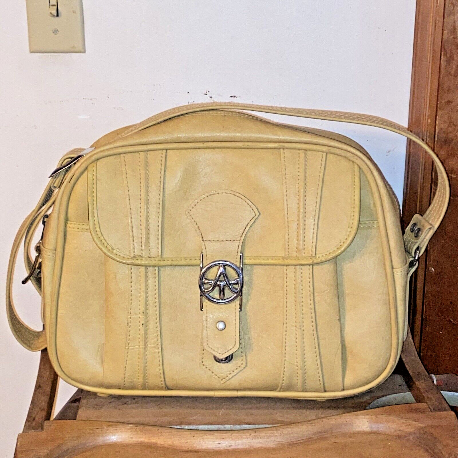 VTG. 1975 American Tourister Luggage Carry-on Tote Gold/Yellow Shoulder Bag VGC