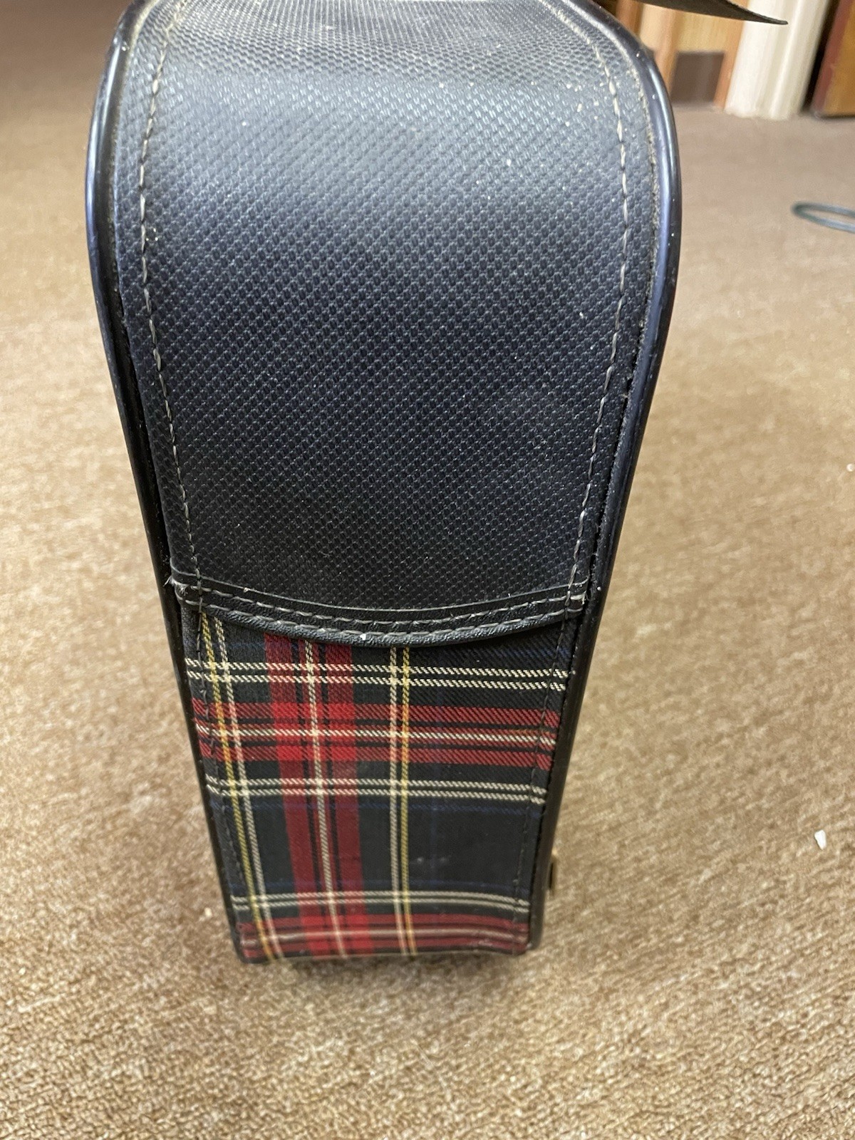 Vintage Leeds Air Cruiser Plaid Suitcase Red Black White Plaid