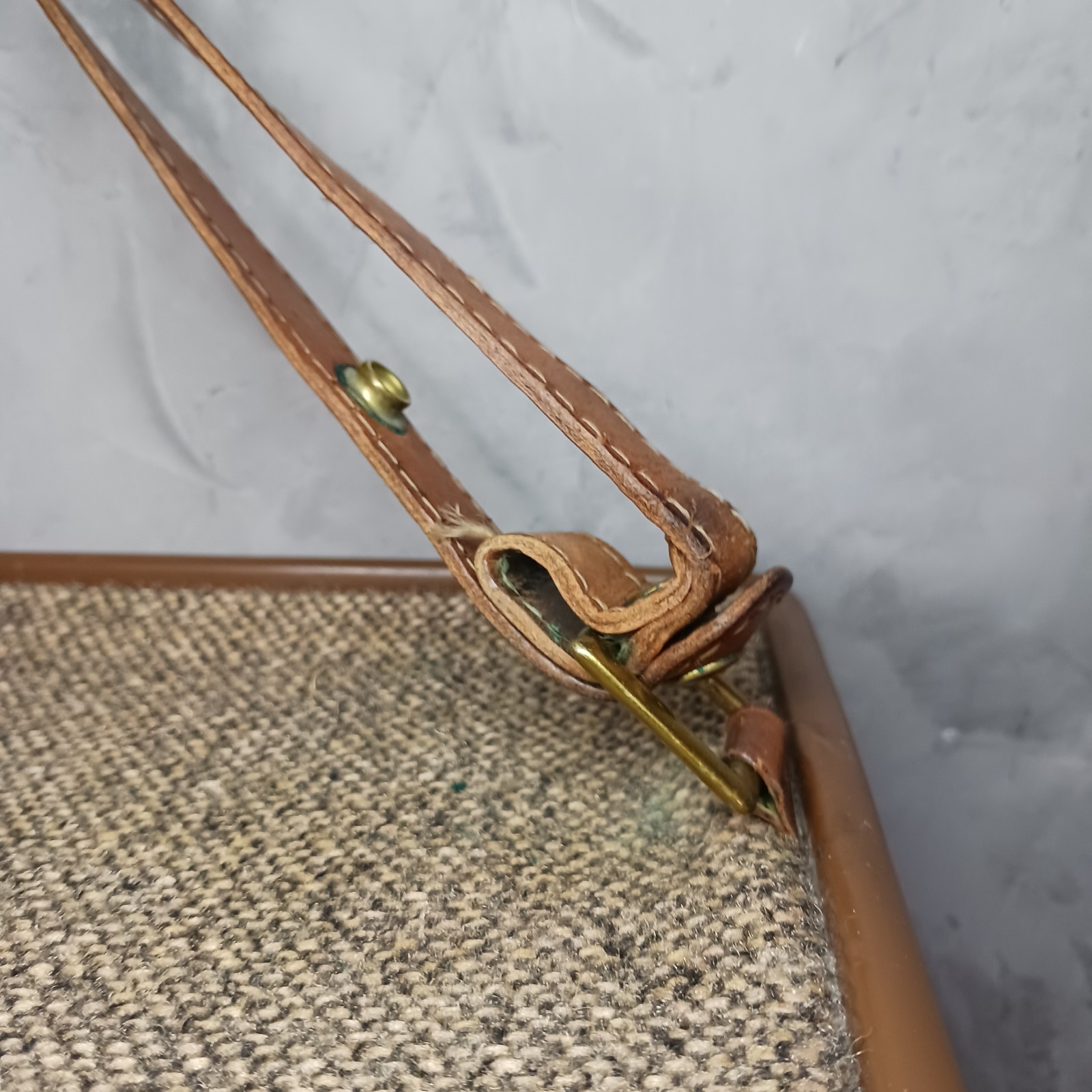 Hartmann Vintage Tweed Leather Train Case Makeup Toile Interior 15″ Travel Bag