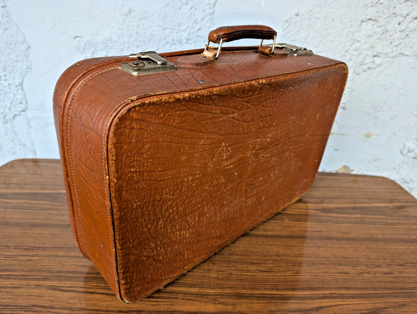 Leather Vintage Suitcase 50s Retro Weekender Mid Century 60s 16