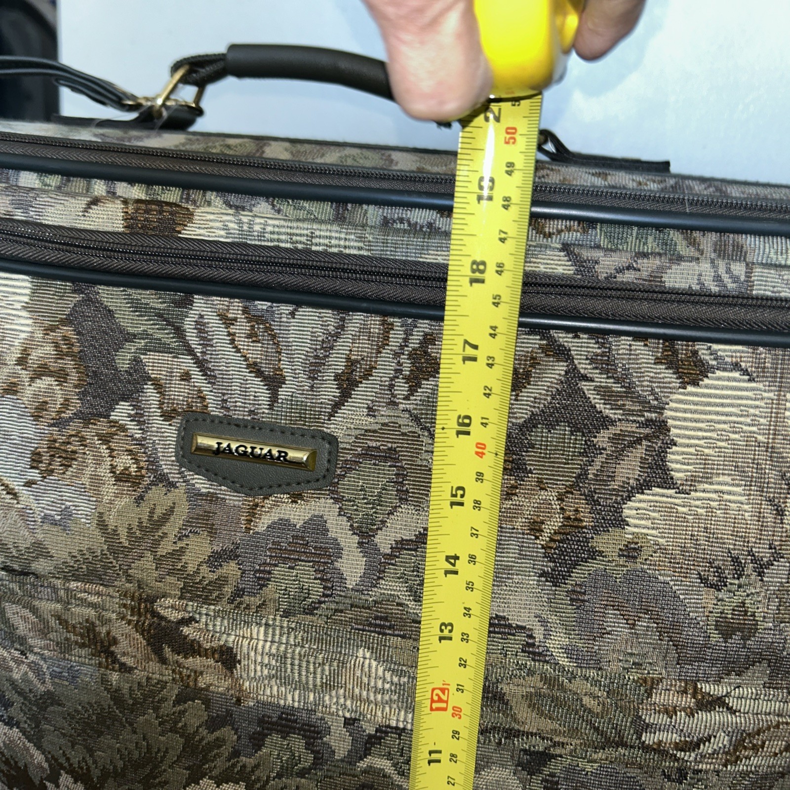 Vintage Jaguar 5 Piece Floral Green Tapestry Luggage Set NWT Lock And Keys