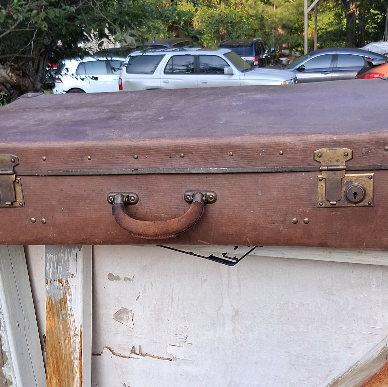 True Vintage 1940s Brown Leather Hard-Sided Suitcase, Locking, Up to 40L