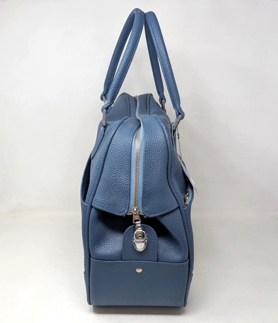 Vintage Samsonite Blue Vinyl Saturn Tote Carry On Travel Luggage Weekender Bag