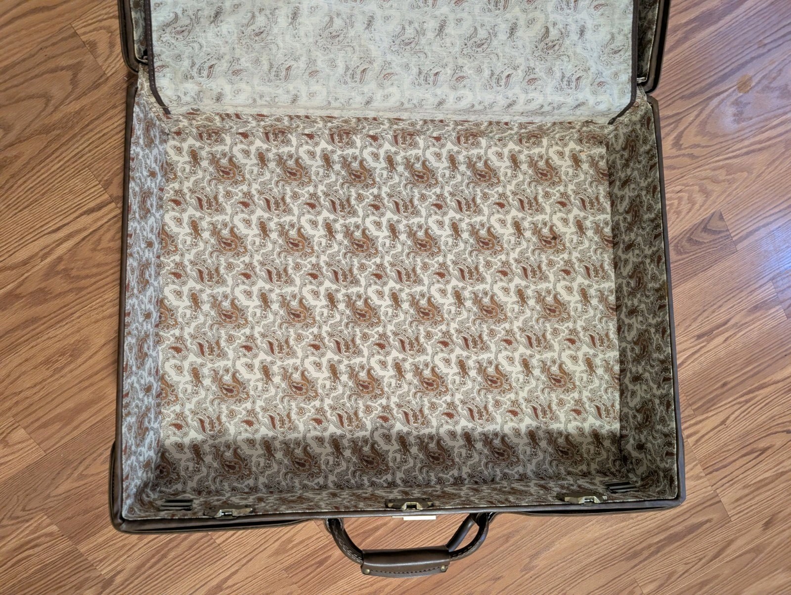 Vintage Hartmann Hard Shell Leather Suitcase Dark Brown / Paisley 26″x20″