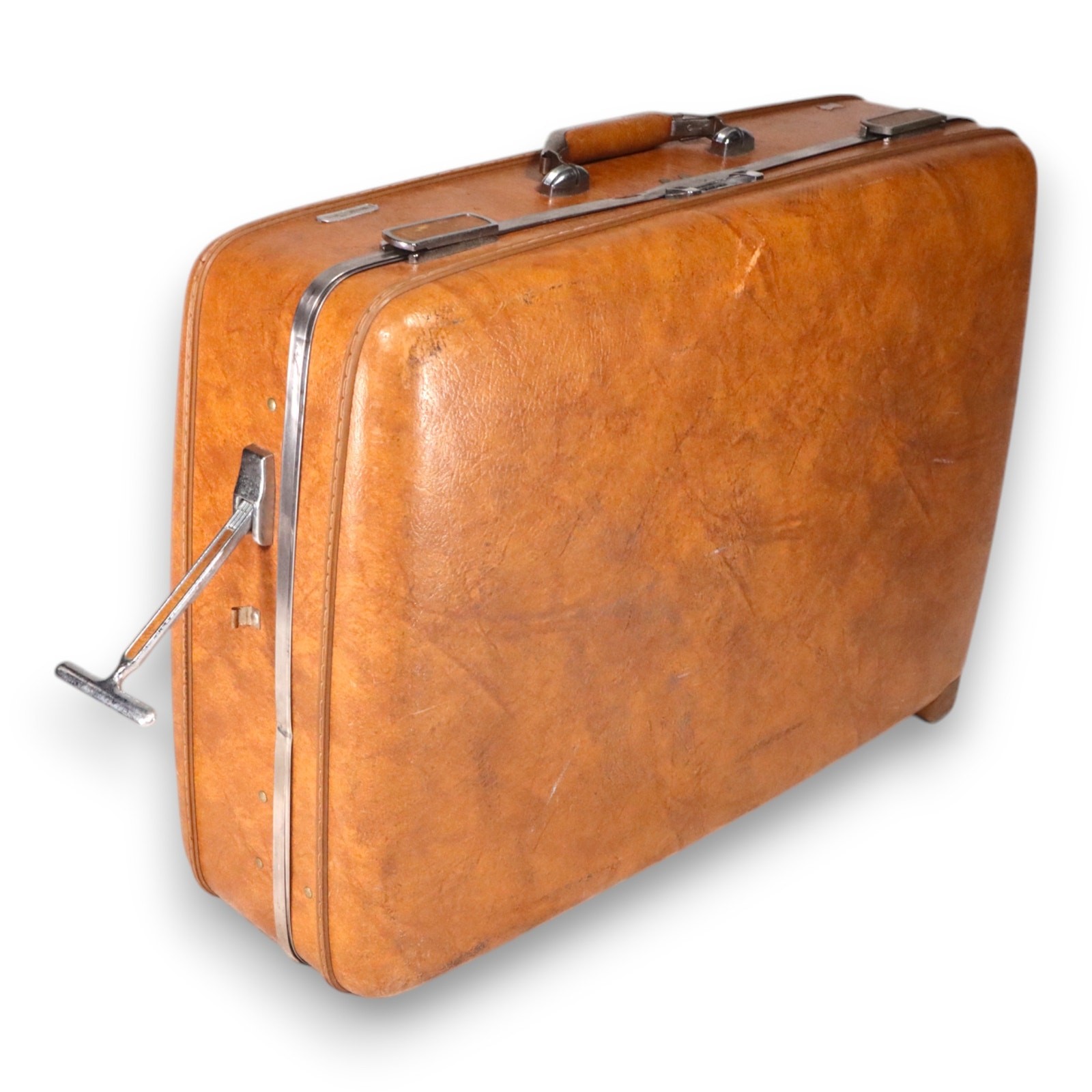 American Tourister Escort 2pc Brown Hardshell Suitcase Set 26″ 22″ USA Vintage