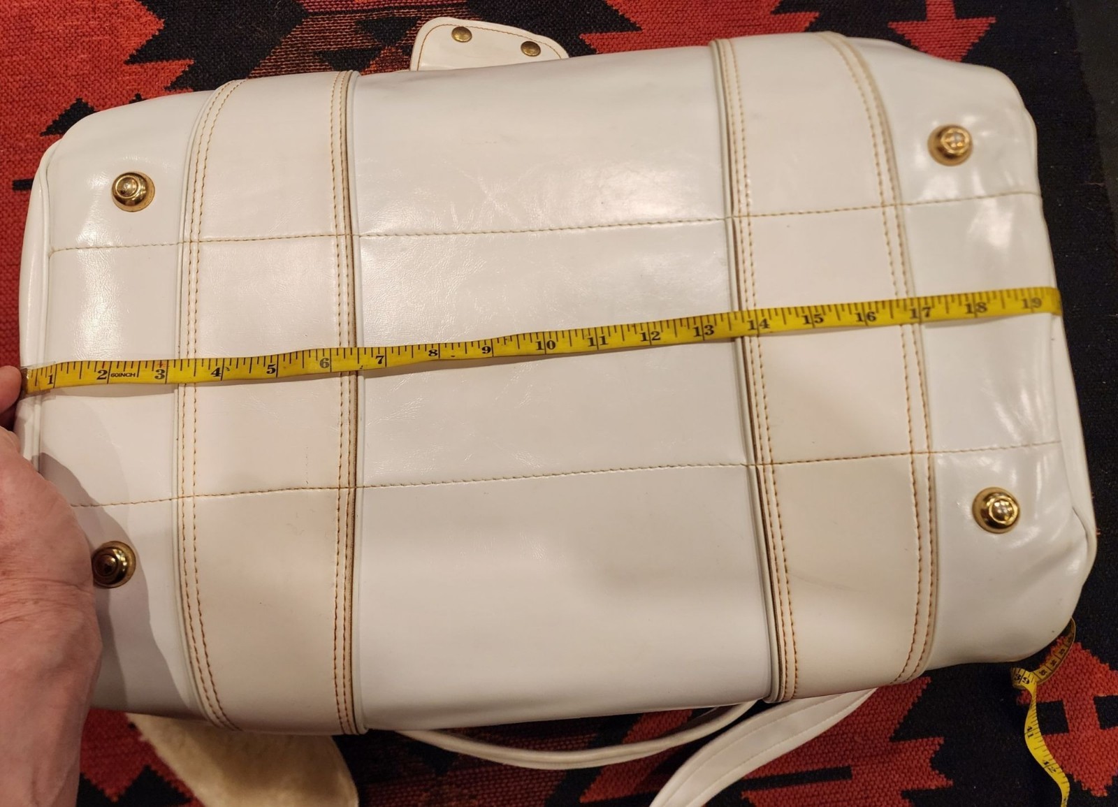 Vintage Ron Miller Desert Inn Duffel Bag Gold Hardware. Handles, Shoulder strap.