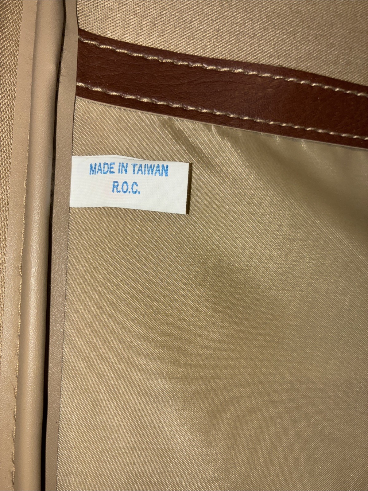 Vintage Large 1980s Brown Rolling Suitcase Taiwan ROC Garment Luggage Clean