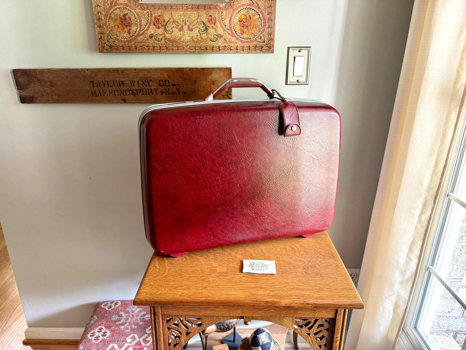 Samsonite Hardshell Suitcase with Key | 70’s Retro Luggage | Maroon Hard Case