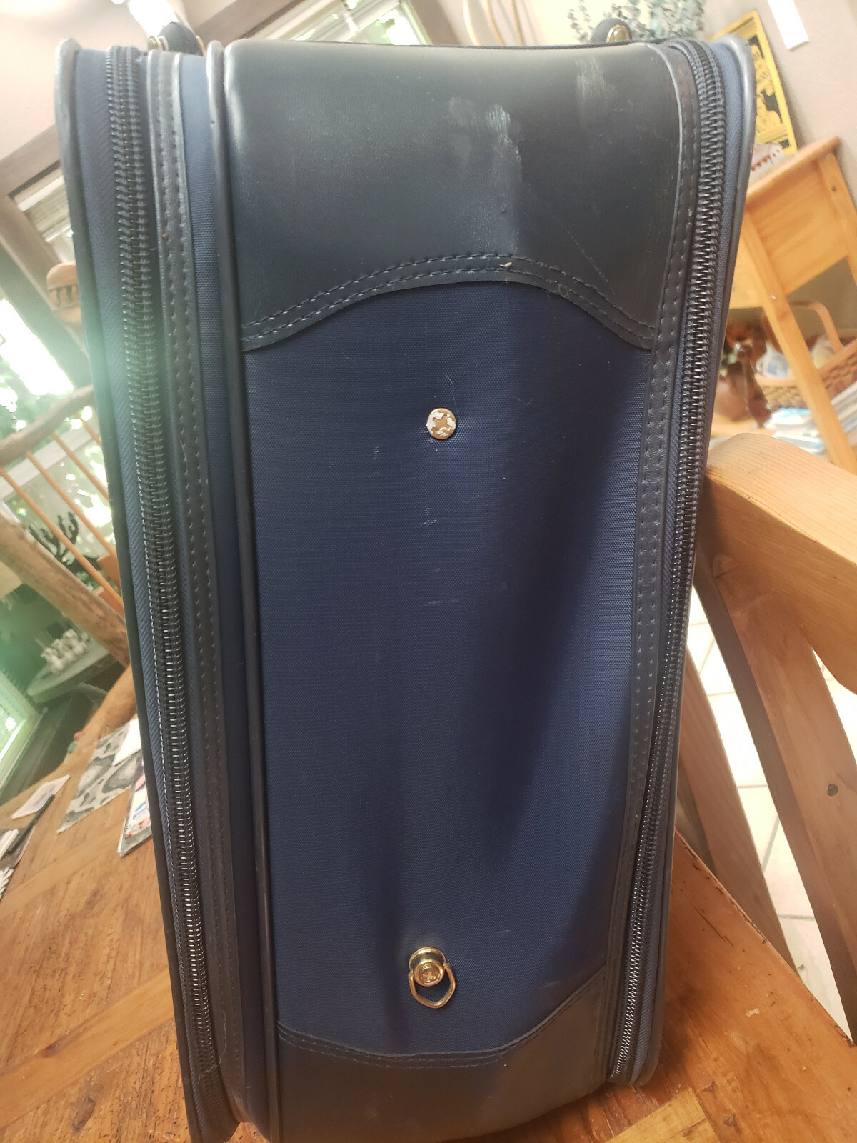 Vintage RICARDO Beverly HILLS Blue Large SUITCASE WHEELS Cord LOCK Excellent con