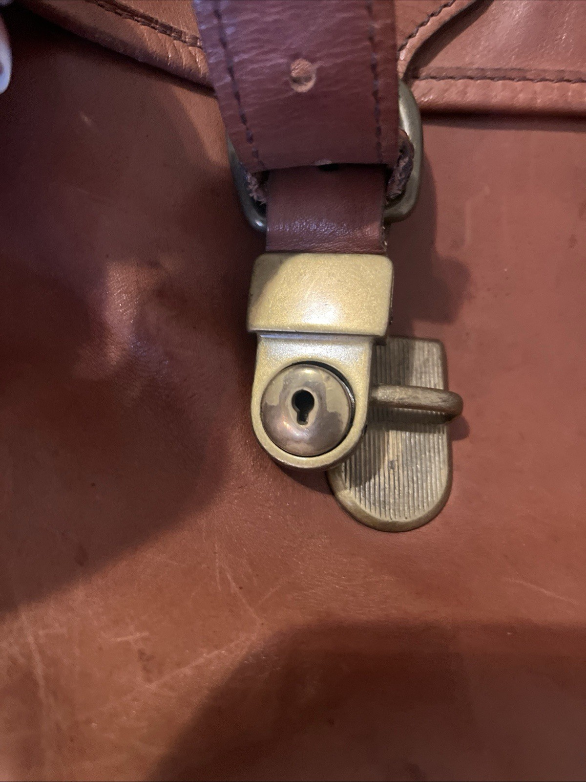 Lands End Vintage Brown Leather Messenger Tote Handbag Travel Briefcase England