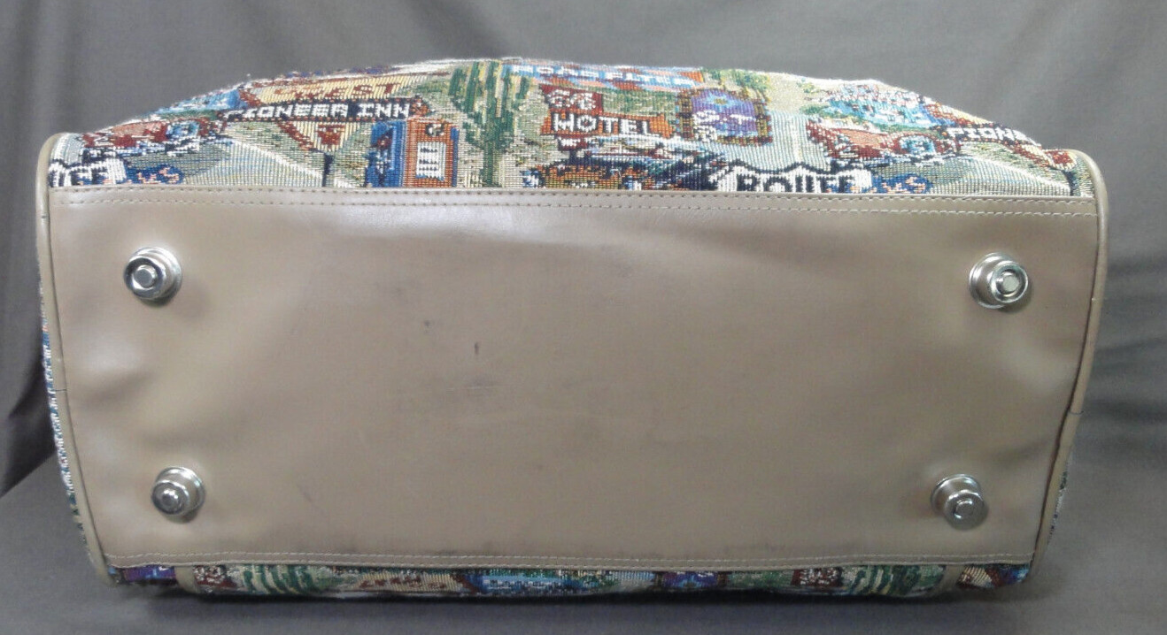 Vintage Pioneer Express Weekend Bag Route 66 Tapestry Duffel Carry On Travel