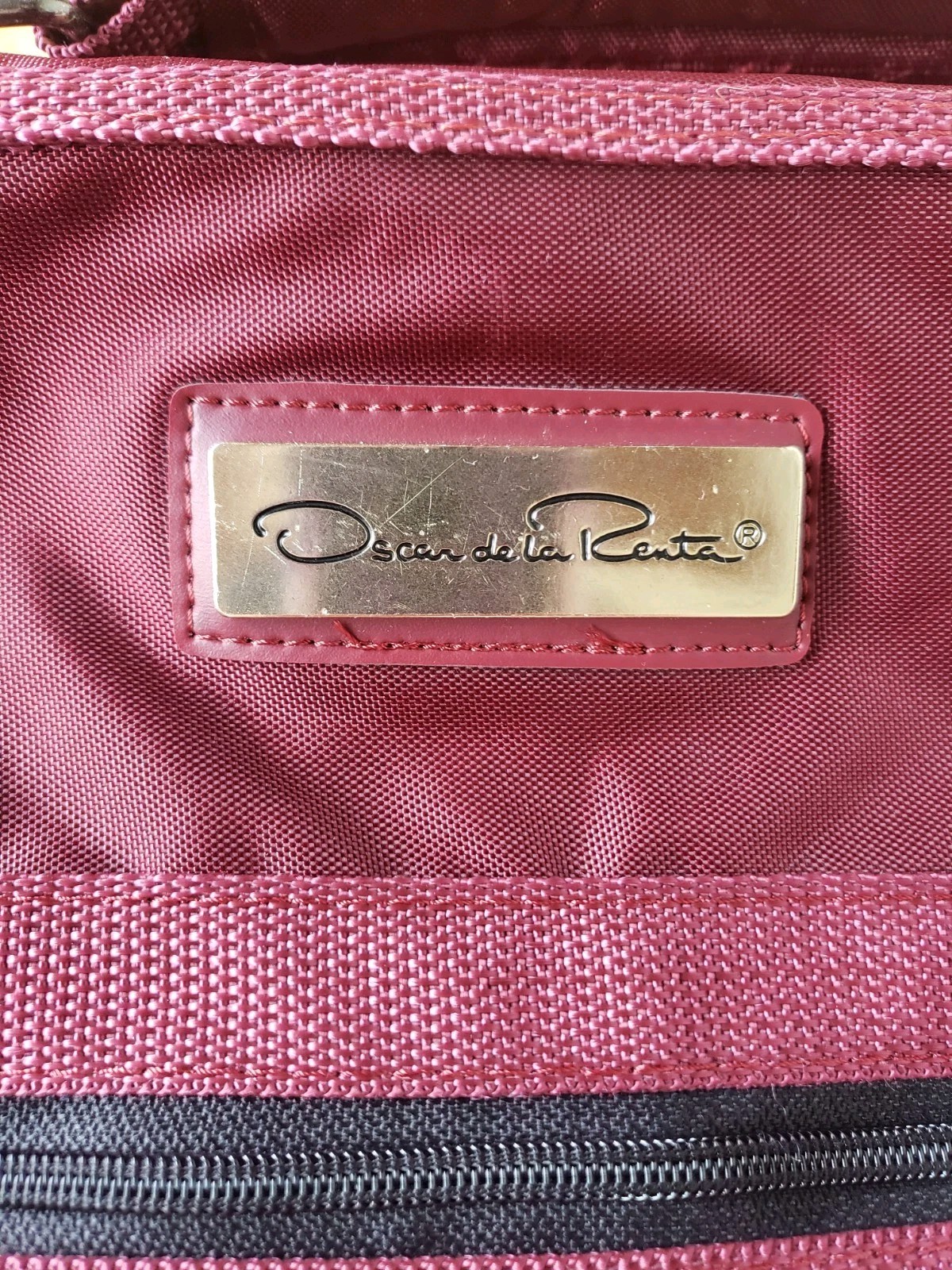VTG Oscar de la Renta Garment Bag Burgundy Nylon Travel Suit Carry On 90s Luxe