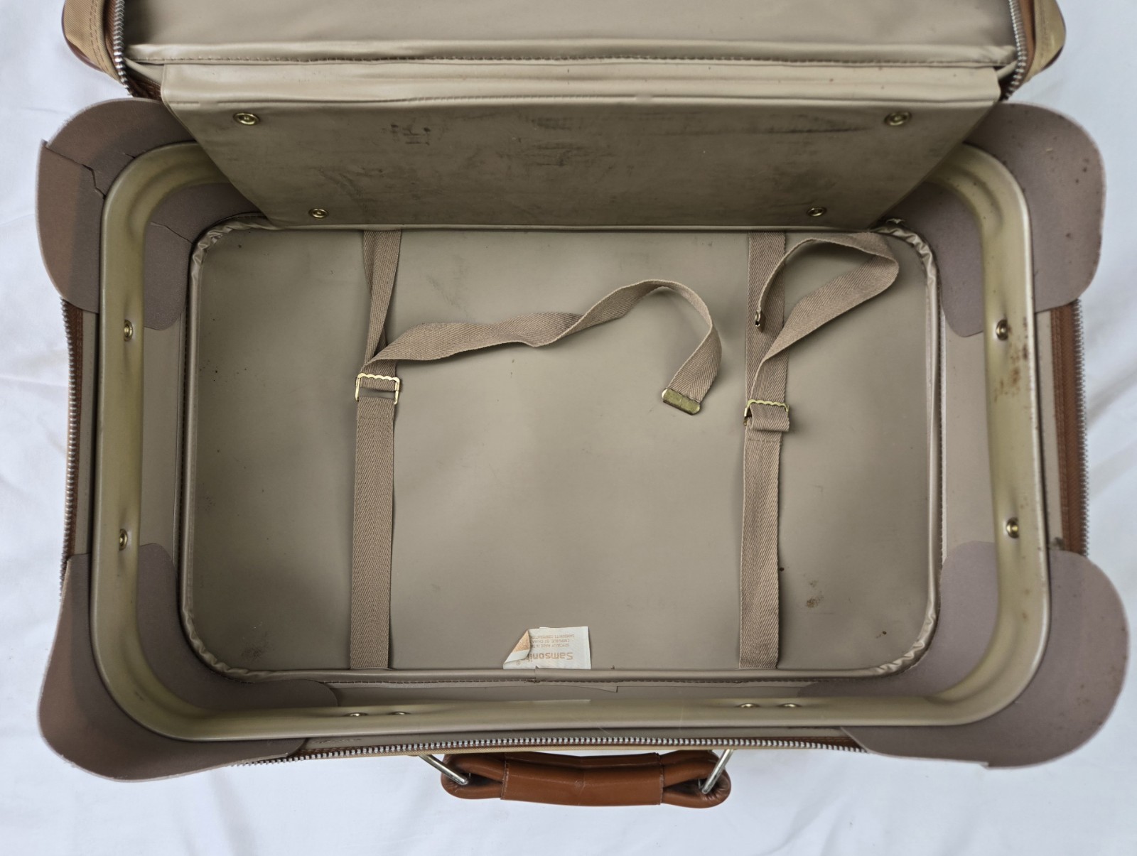Vintage Samsonite Brown Tan Suitcase Luggage Soft-Sided Bag