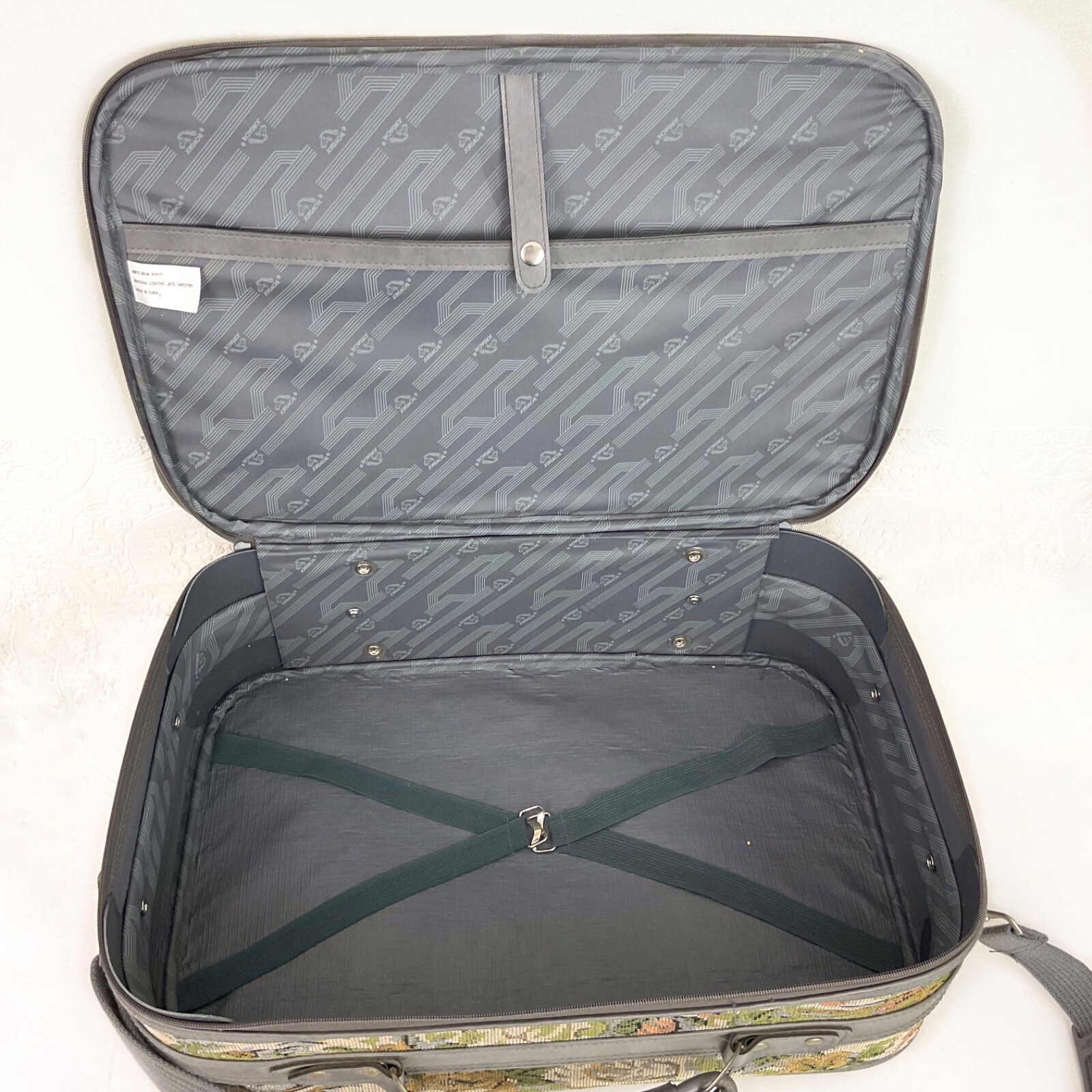 Vintage Jordache floral tapestry carry on suitcase travel bag luggage