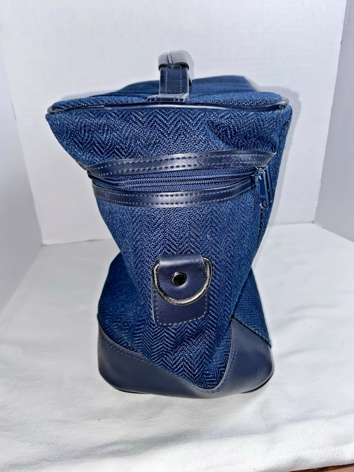 Vintage PIERRE CARDIN Footed Navy Blue Tweed Garment Bag Luggage (KOREA)