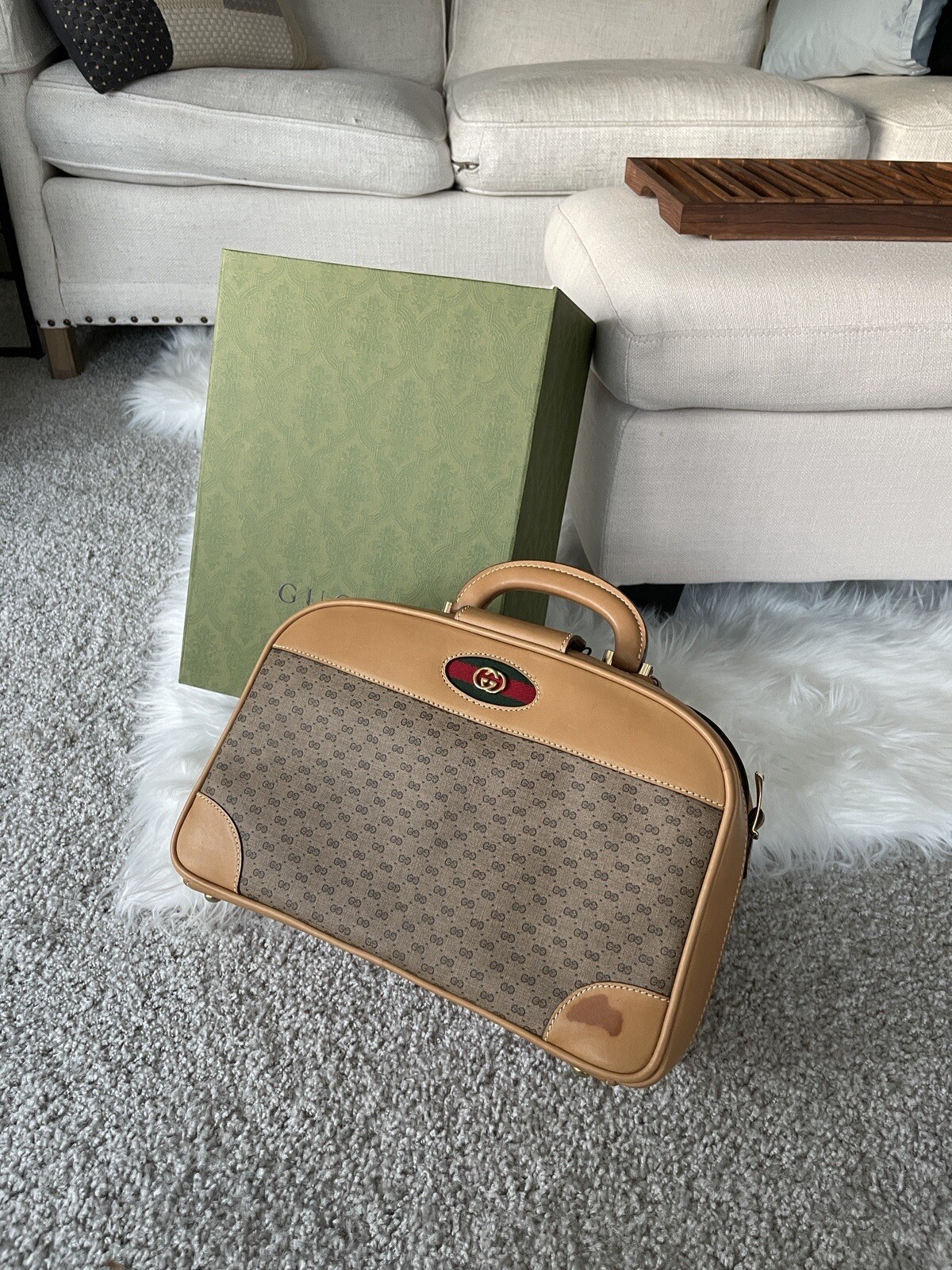 gucci luggage vintage mini bag lock G logo crossbody suitcase spell out retro