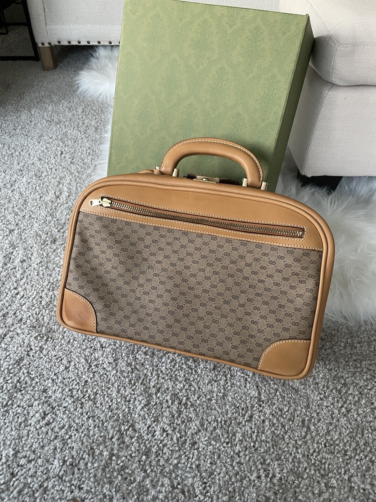 gucci luggage vintage mini bag lock G logo crossbody suitcase spell out retro