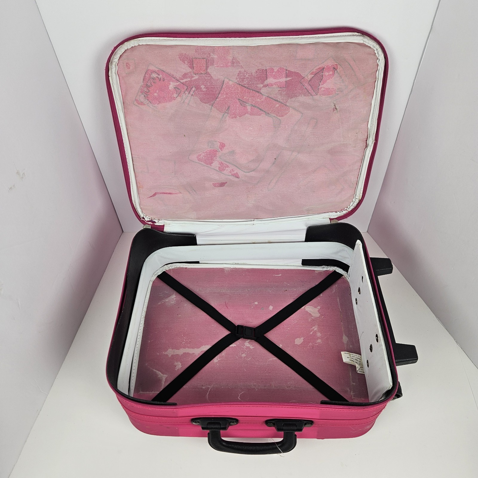 Vintage 1998 Rugrats Child Rolling CarryOn Pink Suitcase Luggage Angelica Viacom