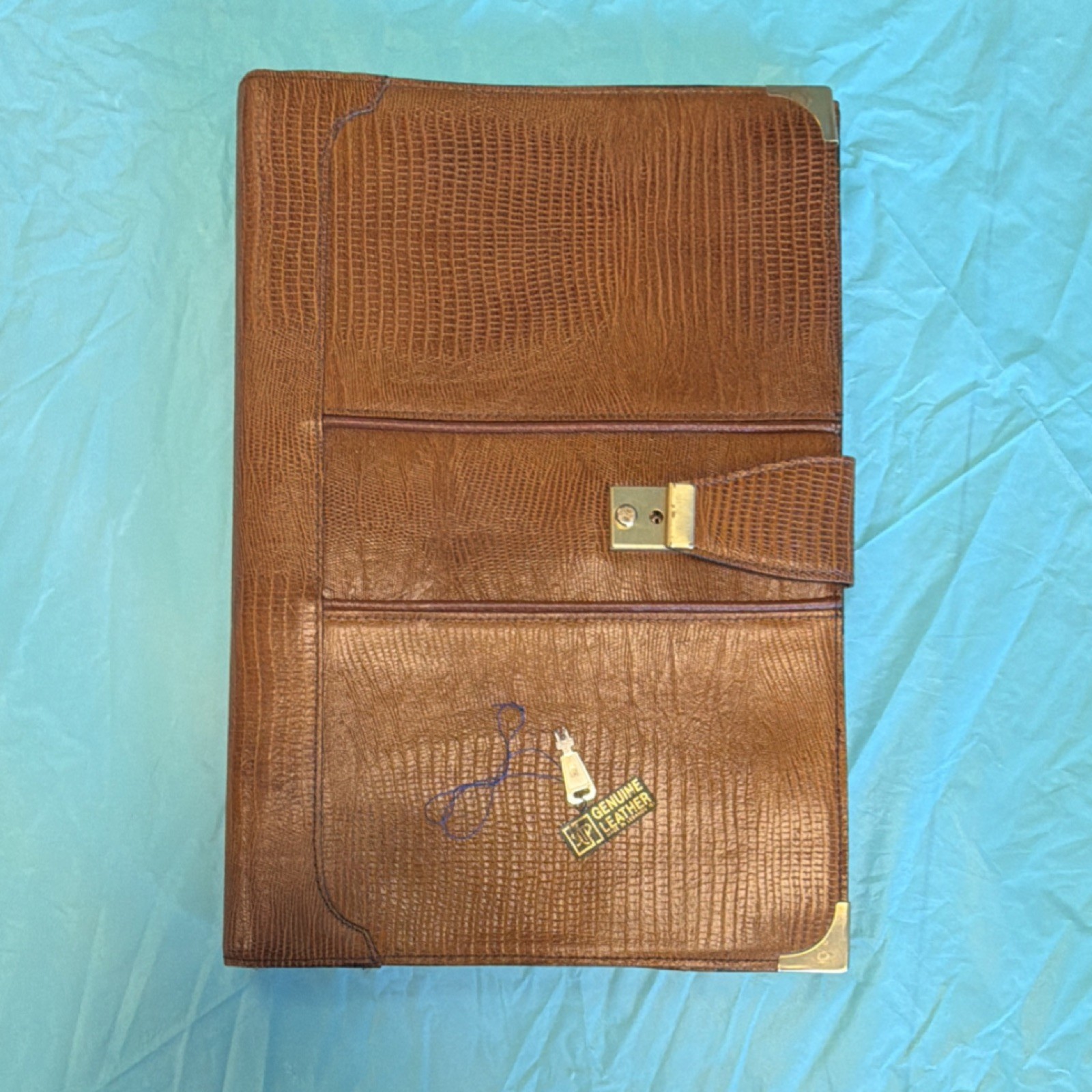 Vintage lizard skin Portfolio Document Case, Zip & Push Lock, Compartments