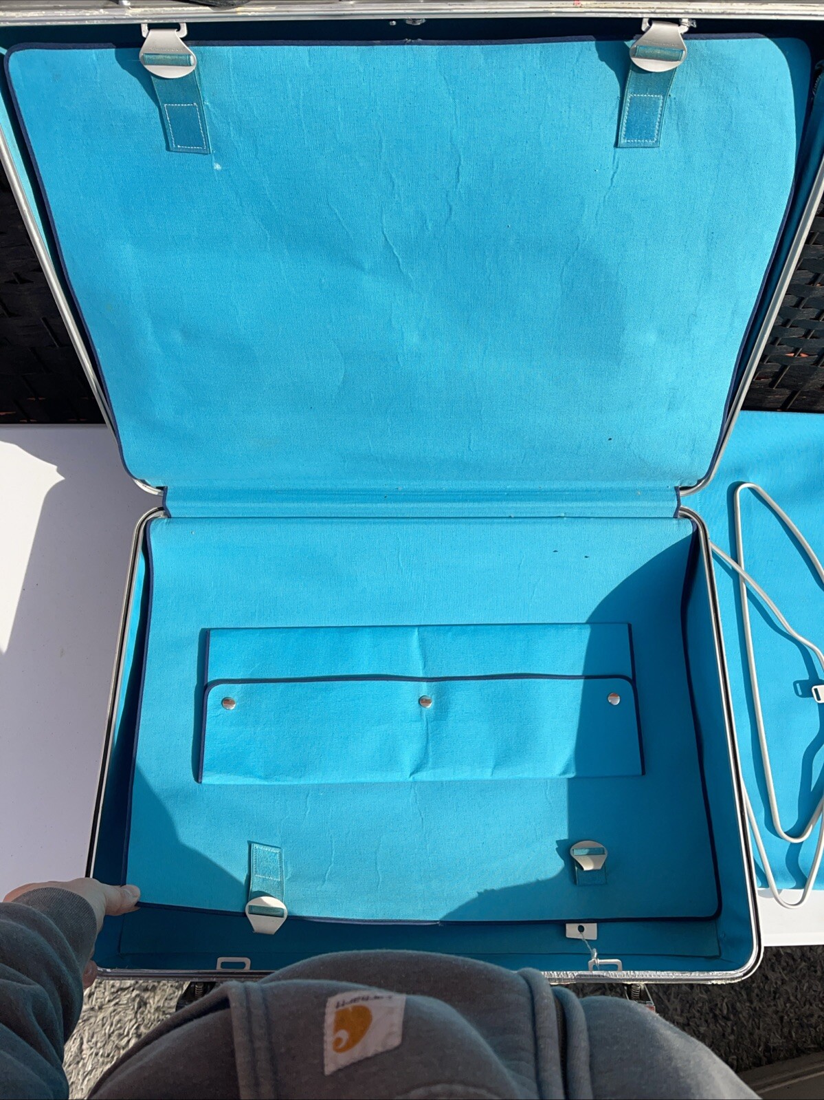 Vintage Halliburton Aluminum Suitcase Cloth Interior 24 x 18 x 8″