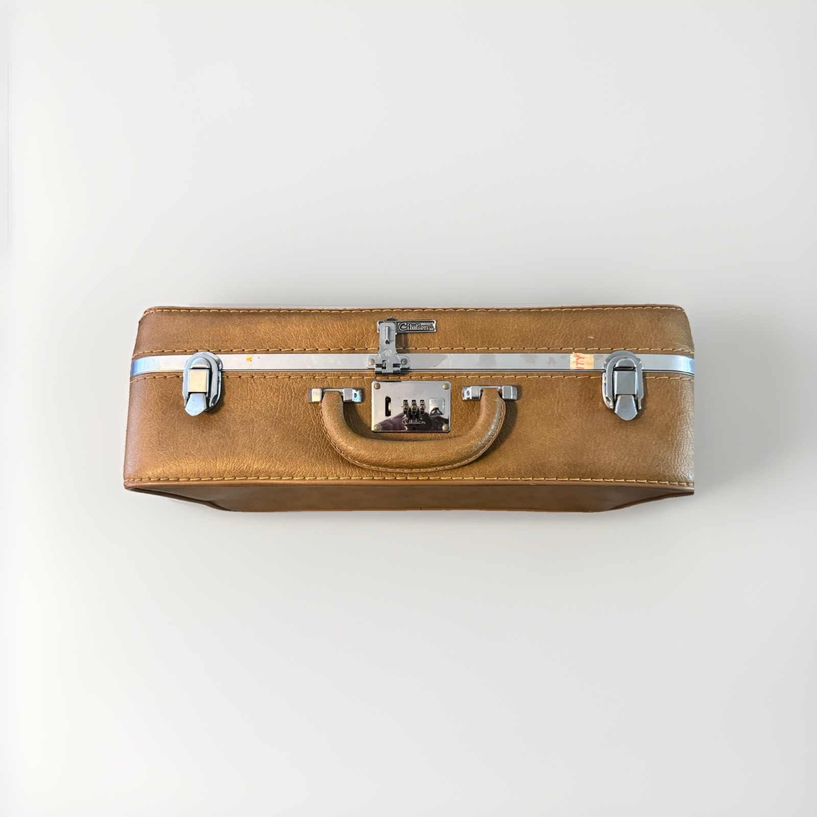 Vintage rare 1960s–70s US Luggage “Citation” Suitcase – Hard Shell, Leather Trim